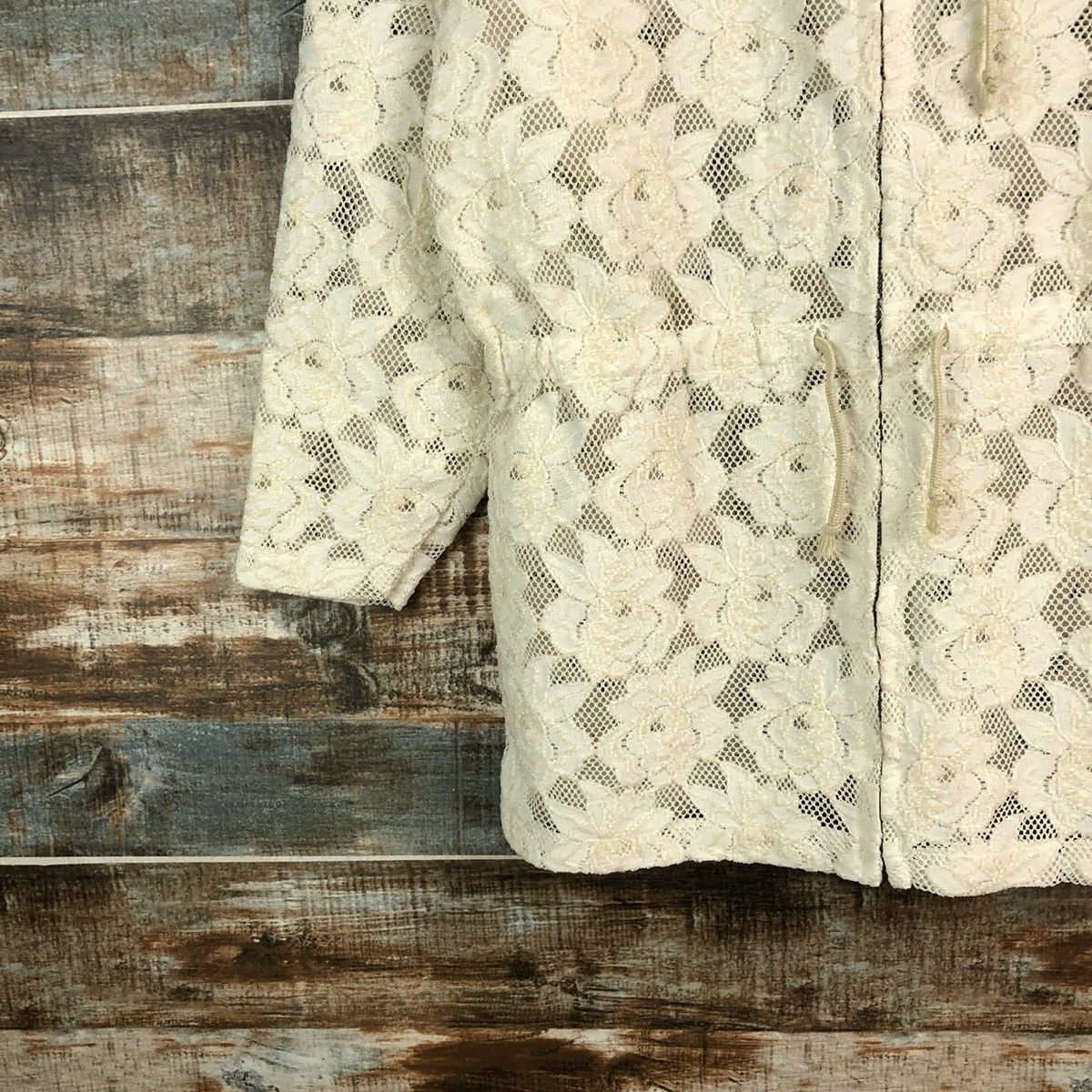 Homespun Knitwear Splash White crochet meshnet art Cardigan Knitwear #A2302 Size M / US 6-8 / IT 42-44 - 7 Thumbnail