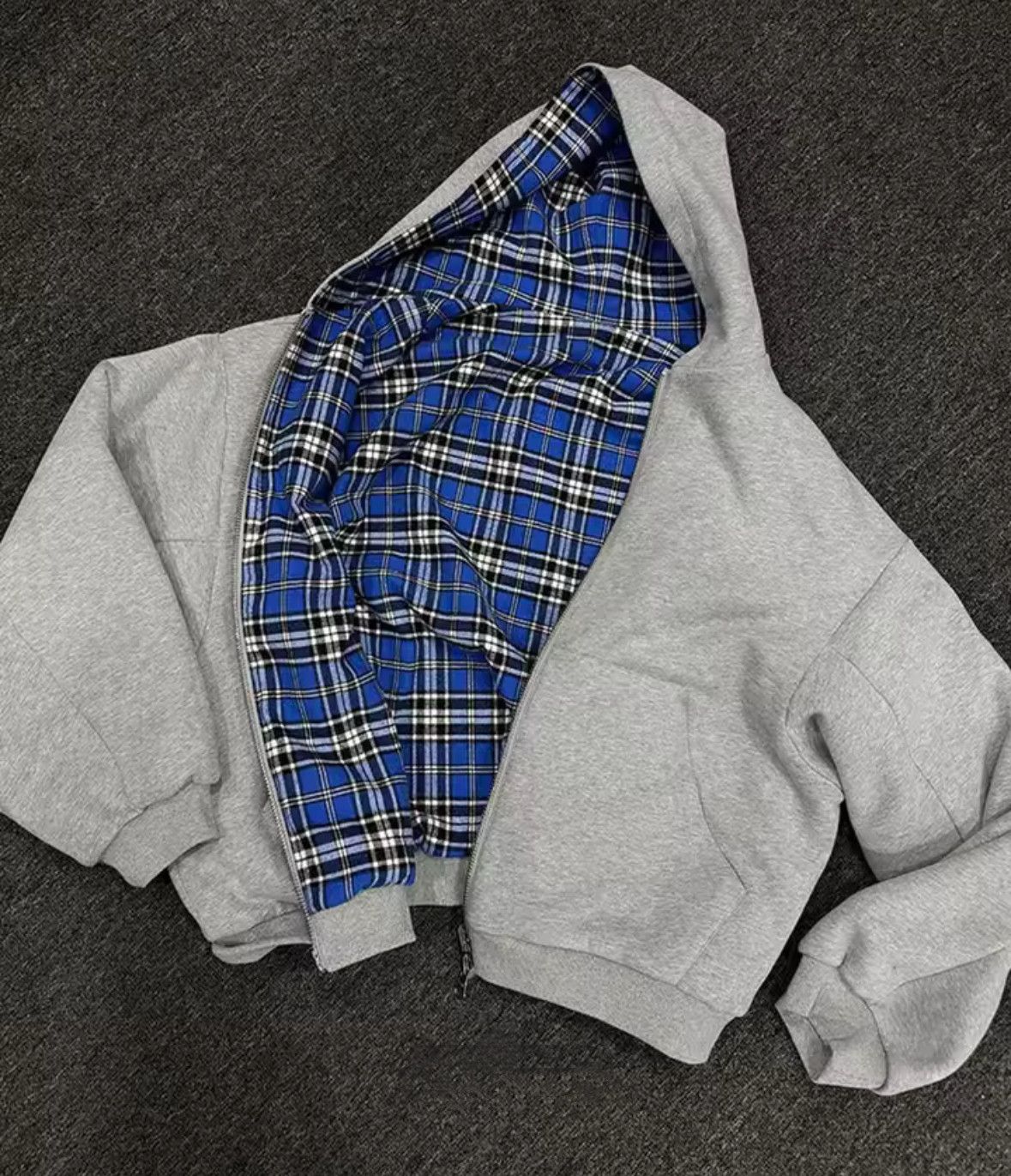 Other Double Sided Korean Blue Plaid Swag Warm Hoodies Jackets Size US M / EU 48-50 / 2 - 1 Thumbnail