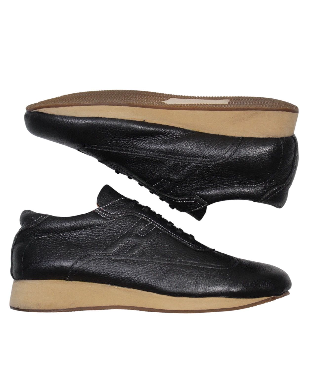 Hermes 1990S HERMÈS PARIS BLACK LEATHER VINTAGE QUICK SNEAKERS Size US 7.5 / EU 40-41 - 4 Thumbnail