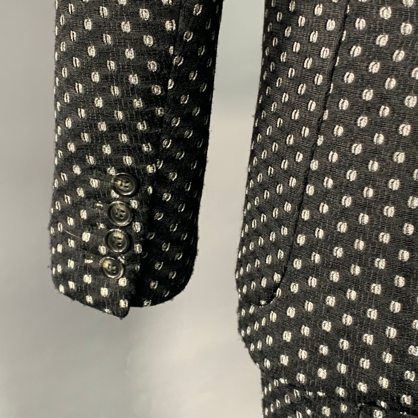 Mr Turk MR TURK Regular Black White Perforated Notch Lapel Suit Size 36R - 7 Thumbnail