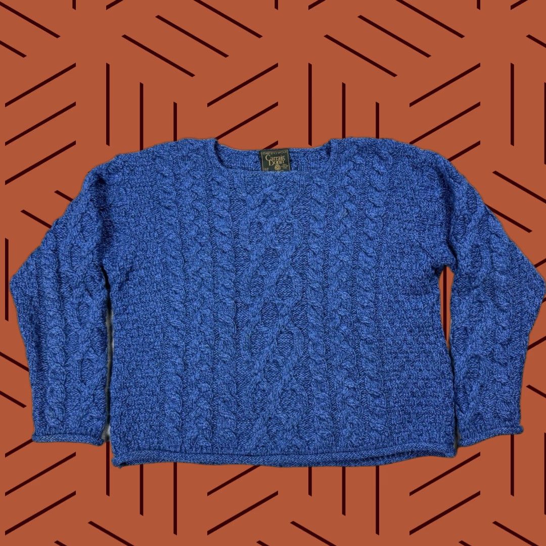 Vintage CARRAIG DONN Wool Sweater Cardigan Cable Knit Blue Women Size M Classic Ireland Size M / US 6-8 / IT 42-44 - 1 Thumbnail