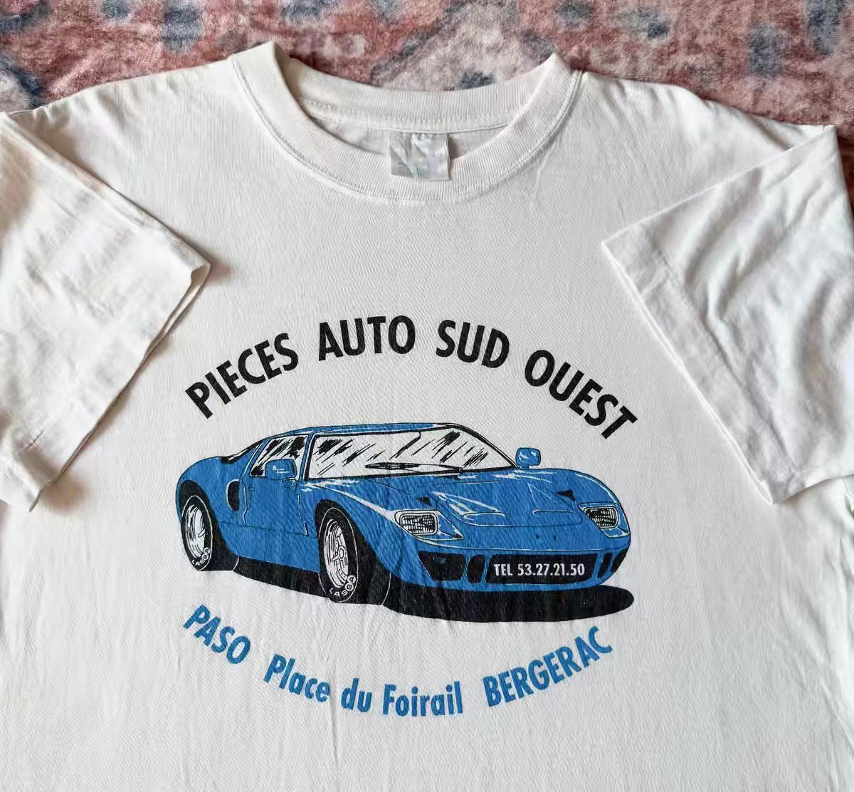 Vintage White Vintage Car Print Cotton T-Shirt Size US M / EU 48-50 / 2 - 2 Thumbnail