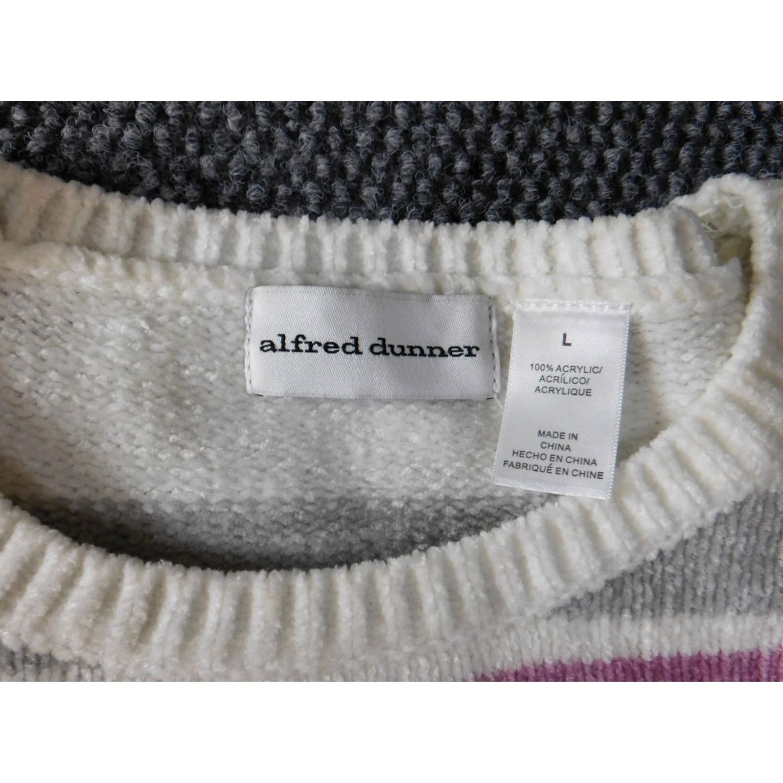 Vintage Alfred Dunner Womens Sweater Large Pink Pullover Acrylic Striped Crew Neck Cap Sleeve Casual Knit Size L / US 10 / IT 46 - 4 Thumbnail