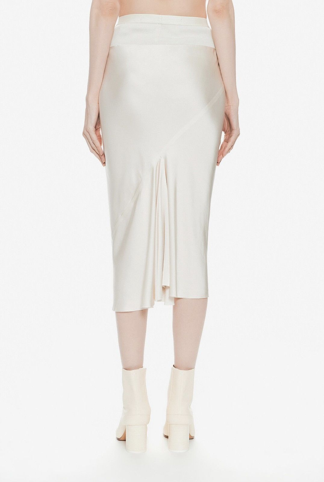 Rick Owens Last Rick Owens Satin Midi Skirt in White Size 28" / US 6 / IT 42 - 2 Thumbnail