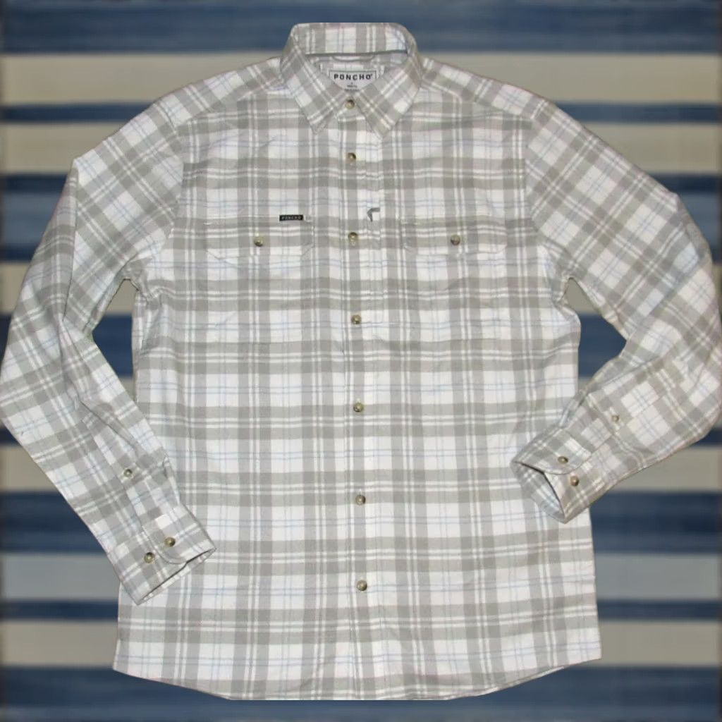 Vintage PONCHO White Plaid Long Sleeve Button Down Flannel Shirt Slim Fit Small Men XS Regular White Size US S / EU 44-46 / 1 - 1 Thumbnail