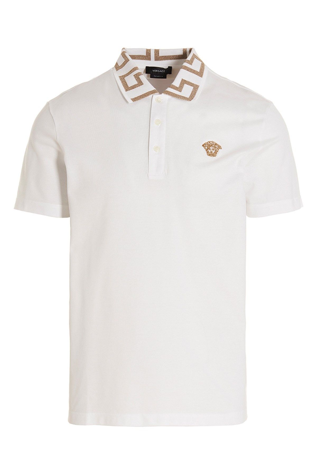 image of Versace 'greca' Polo Shirt in White, Men's (Size Small)