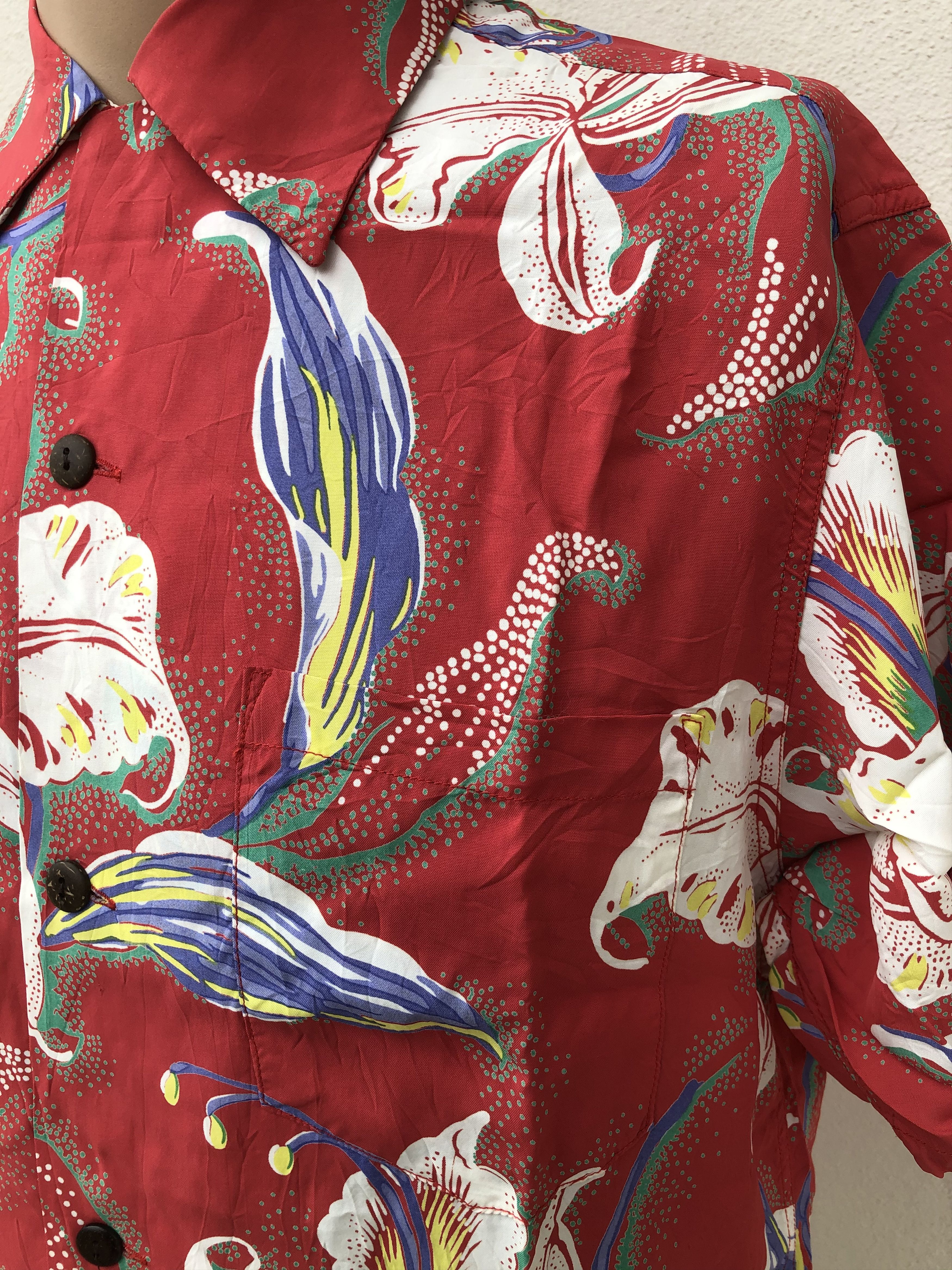 Sun Surf Sun Surf by Toyo Enterprise Rayon Hawaiian Shirt Red Floral Size US S / EU 44-46 / 1 - 4 Thumbnail