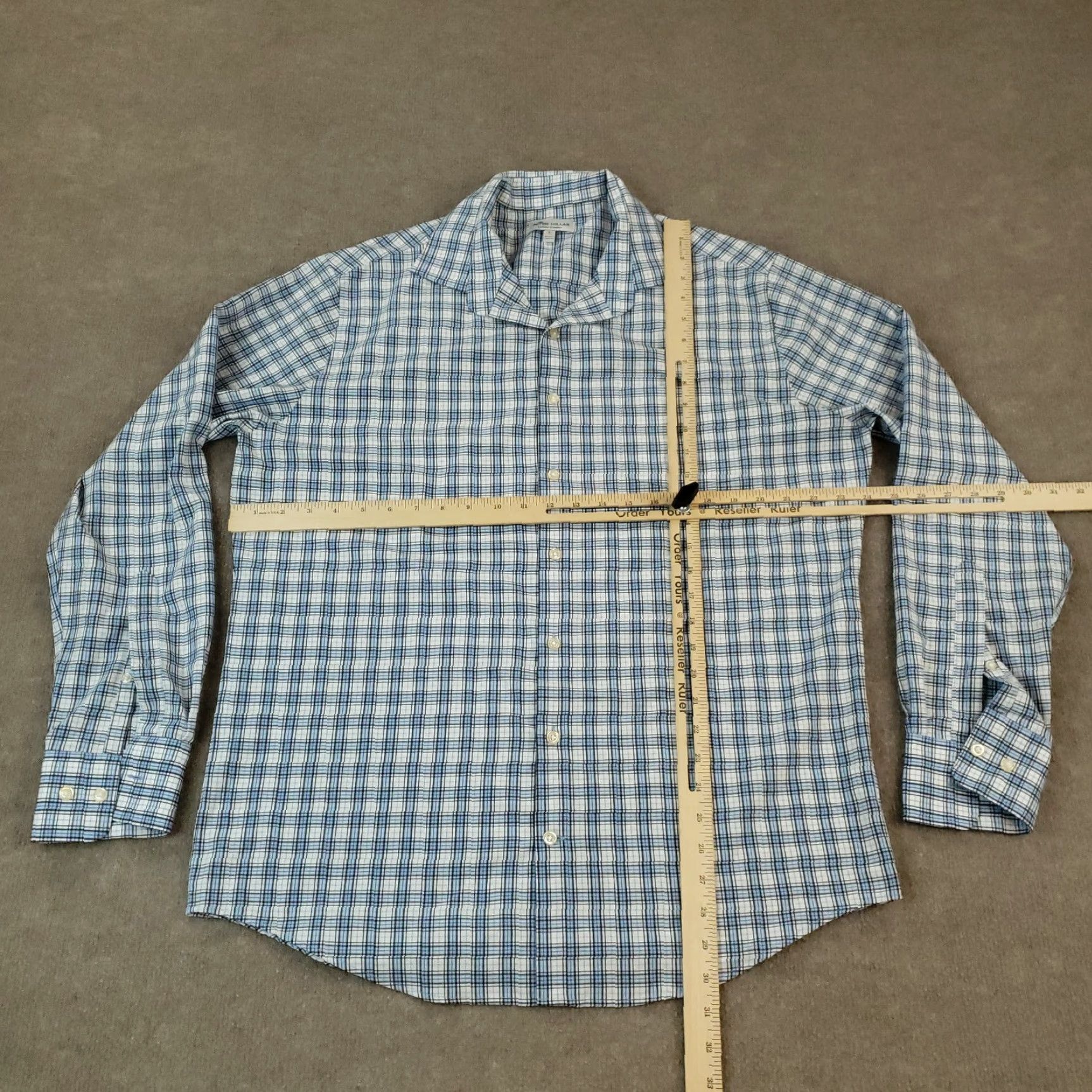 Peter Millar Peter Millar Polo Shirt Men Large Blue Plaid Summer Comfort Golf Breathable Long Sleeve Size US L / EU 52-54 / 3 - 2 Thumbnail