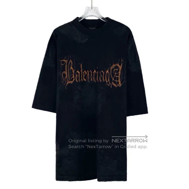 Balenciaga Balenciaga Black Mud-Dyed Sanskrit Logo Letter Cotton Roun Size US XS / EU 42 / 0 - 1 Thumbnail