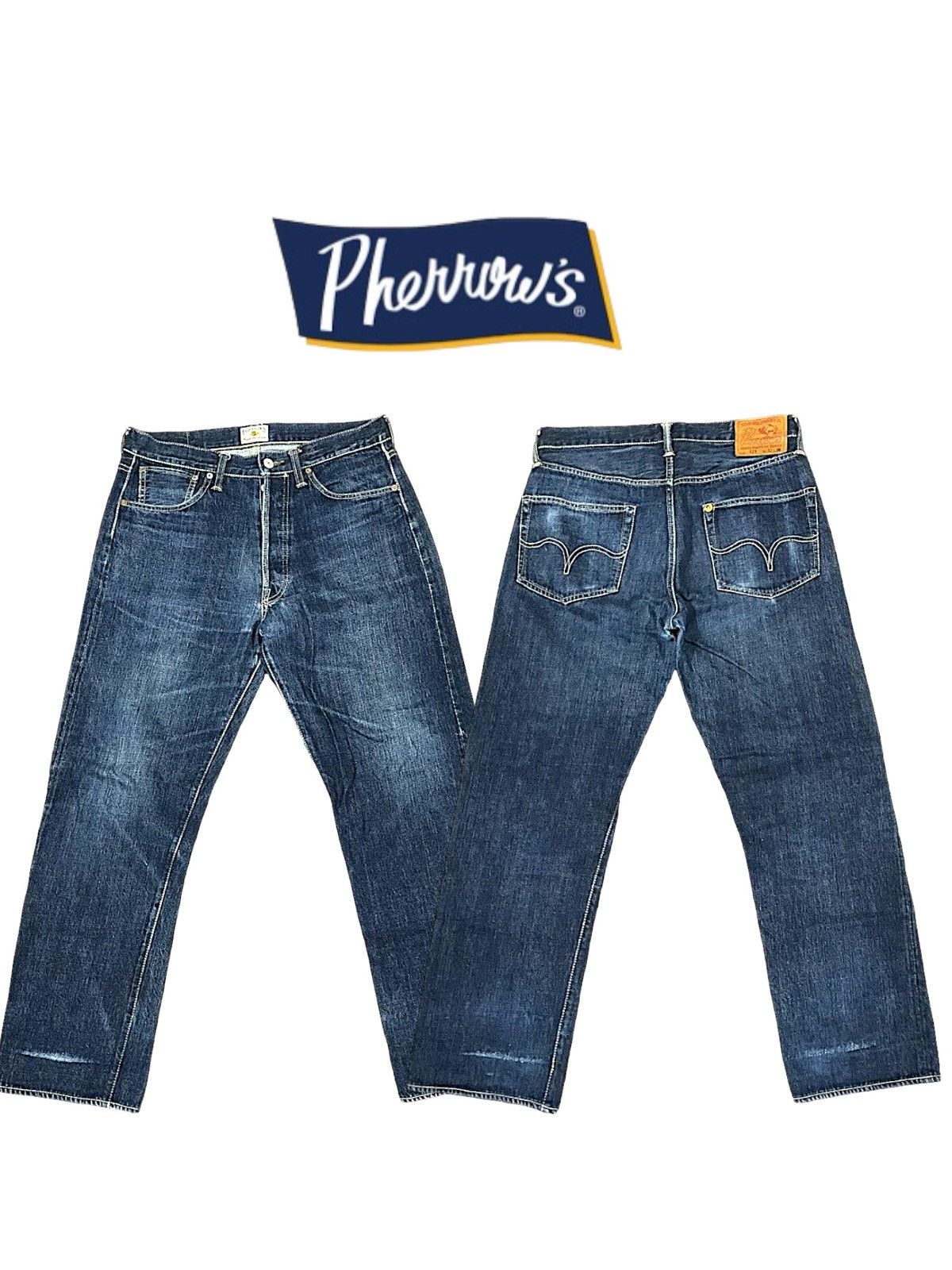 Japanese Brand × Pherrow's Pherrows Japan Stormy Blue Yellow Selvedge Jeans Size US 32 / EU 48 - 1 Thumbnail
