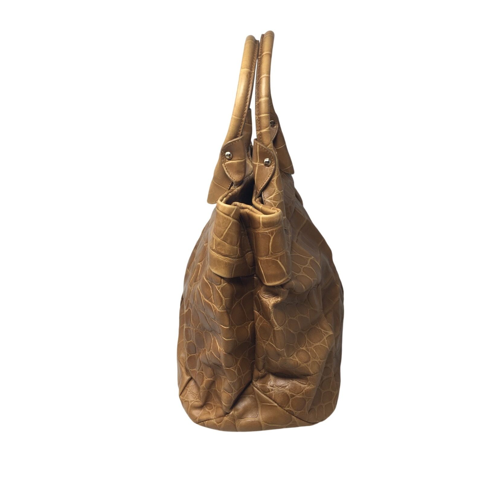 Furla FURLA Croc Embossed Camel Colored Leather Bag Size ONE SIZE - 3 Thumbnail