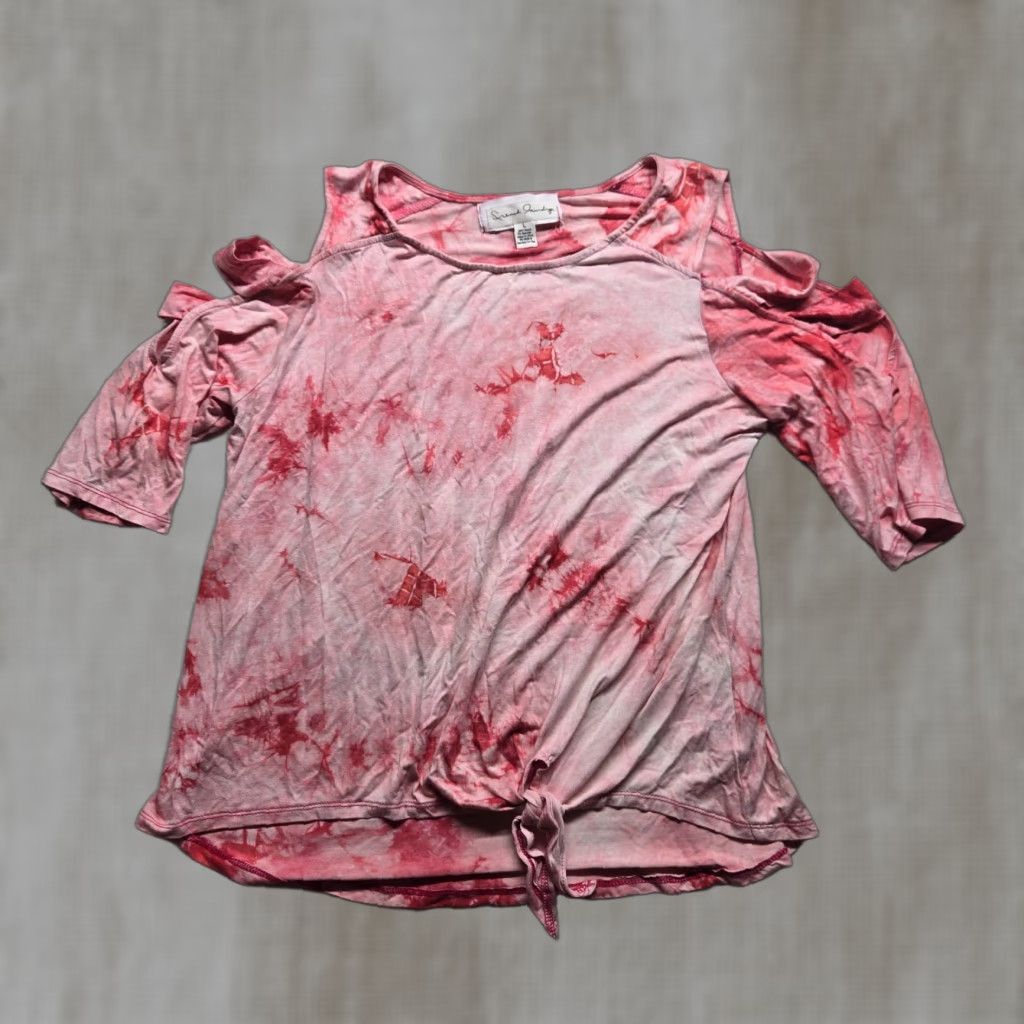 Vintage VINTAGE French Foundry Shirt Adult Women L Red Tie Dye Half Blouse Open Shoulder Womens Large Size L / US 10 / IT 46 - 1 Thumbnail