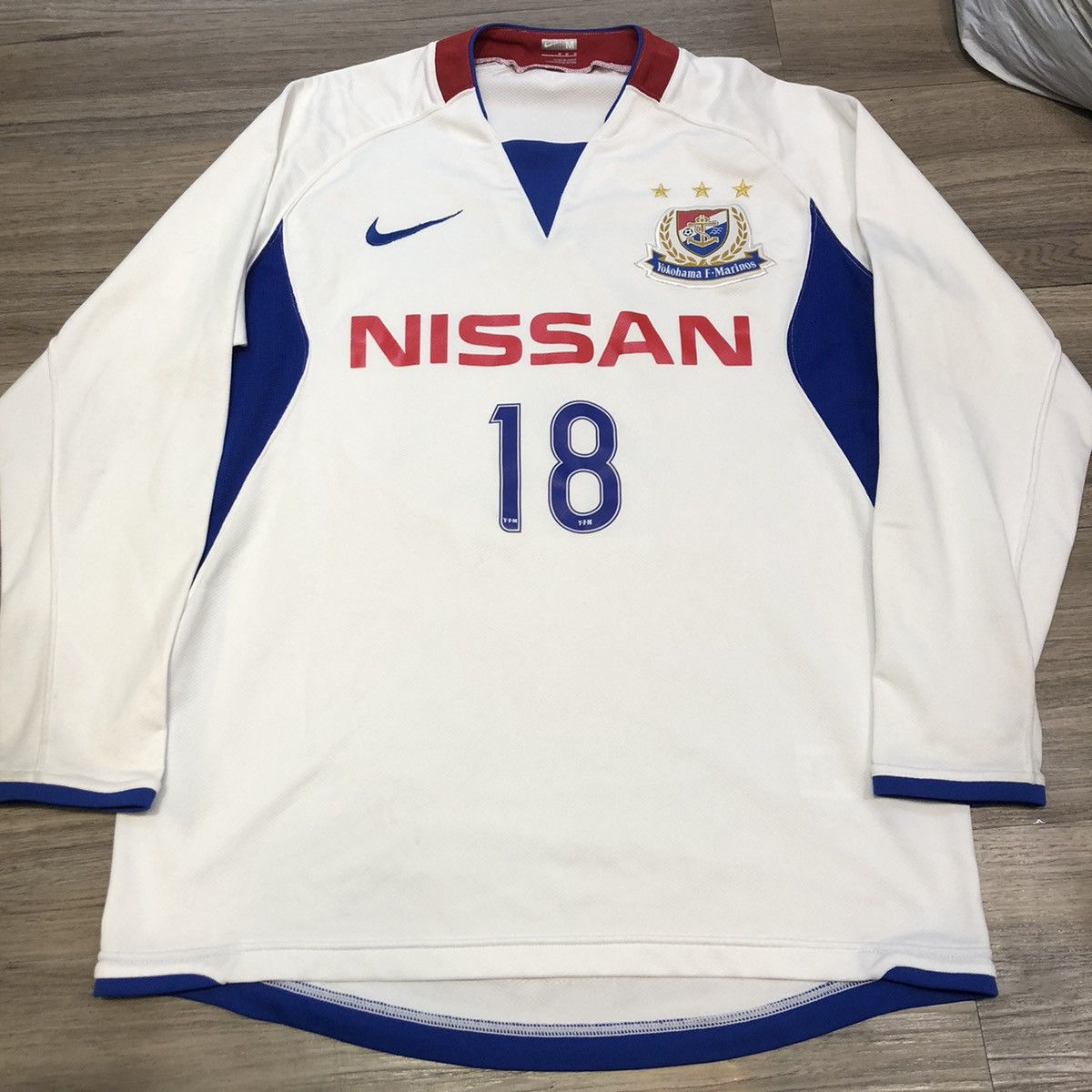 image of Nike x Soccer Jersey Yokohama Marinos 08/09 Match Issued/worn Shirt 18 in White, Men's (Size Medium