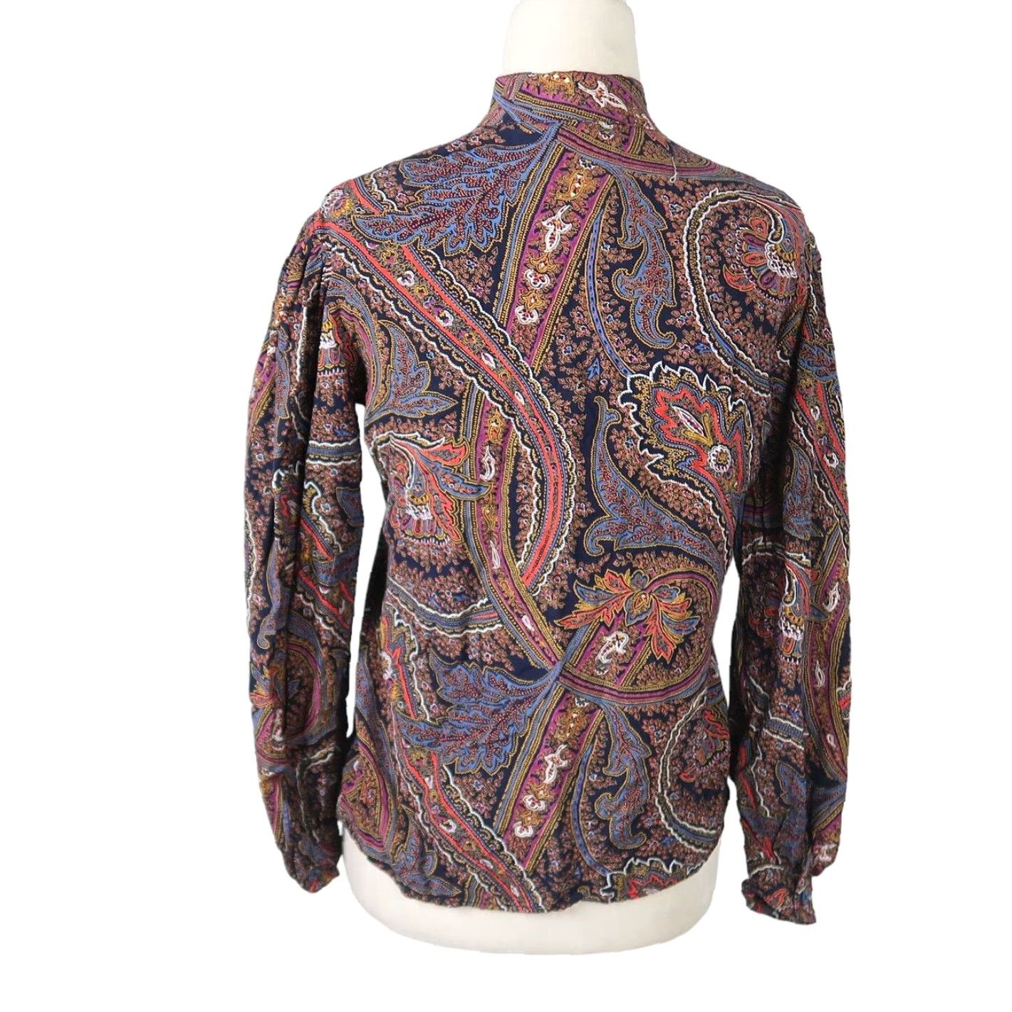 Jones New York VINTAGE Jones New York Navy Blue Paisley Print Blouse 90s 8 Women Long Sleeve Shirt top Size M / US 6-8 / IT 42-44 - 4 Thumbnail