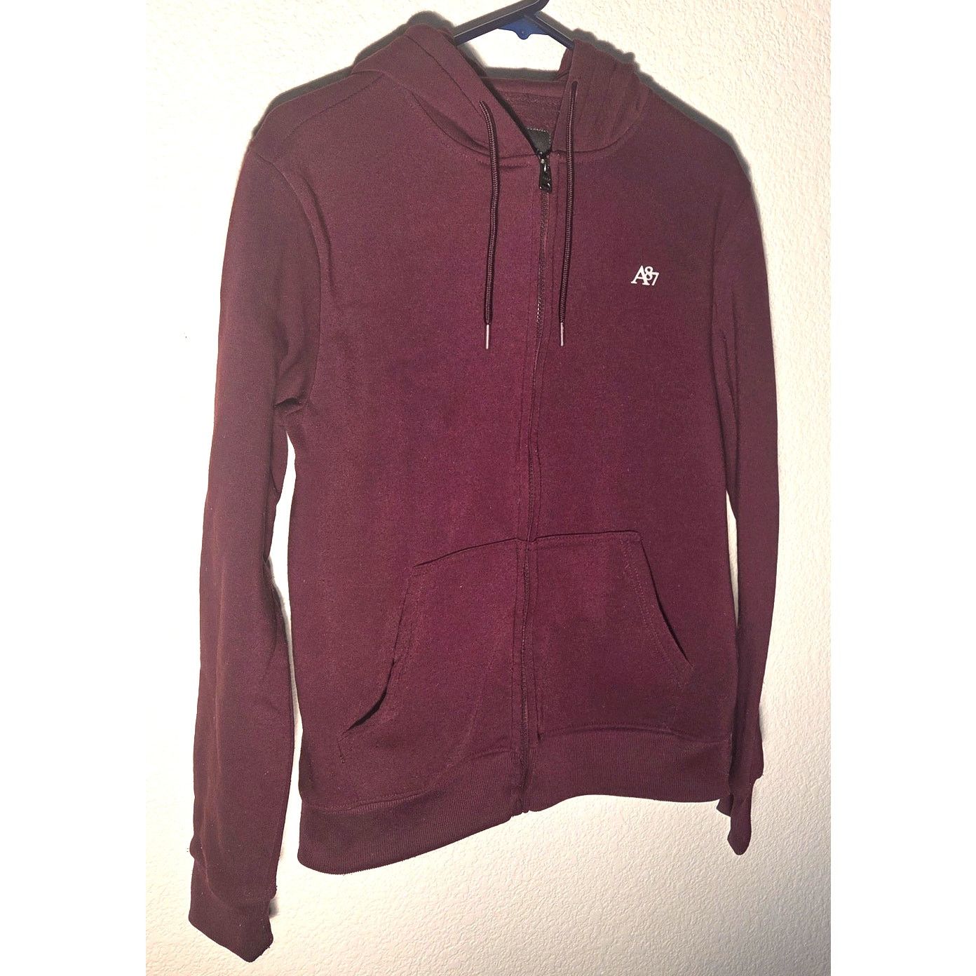 Aeropostale Comfy Aeropostale Men's Burgundy Zip-Up Hoodie - Size M Size US M / EU 48-50 / 2 - 2 Thumbnail
