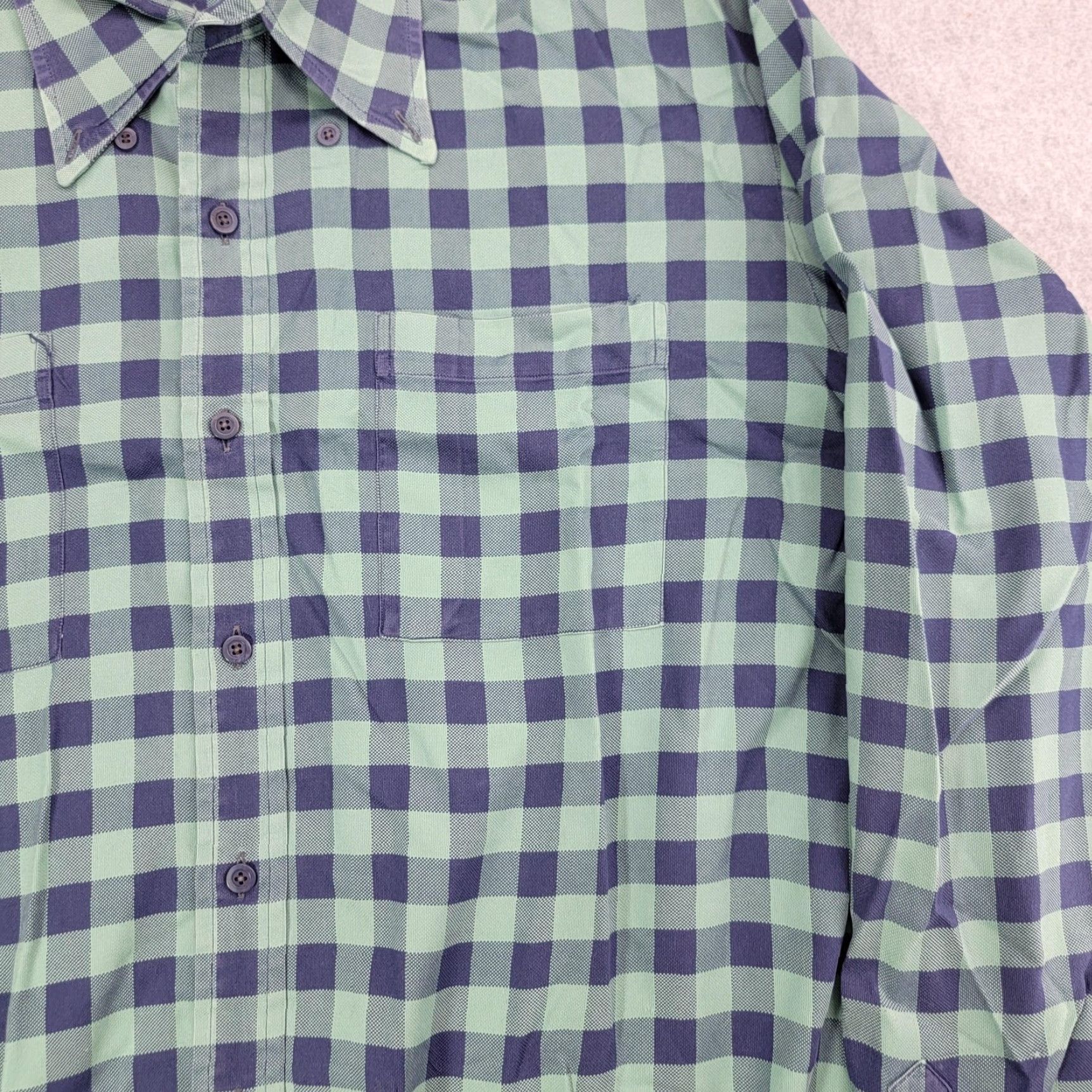 Hamilton Hamilton Shirt Mens 3XL Green Blue Gingham Check Long Sleeve Button Front Size US XXL / EU 58 / 5 - 3 Thumbnail