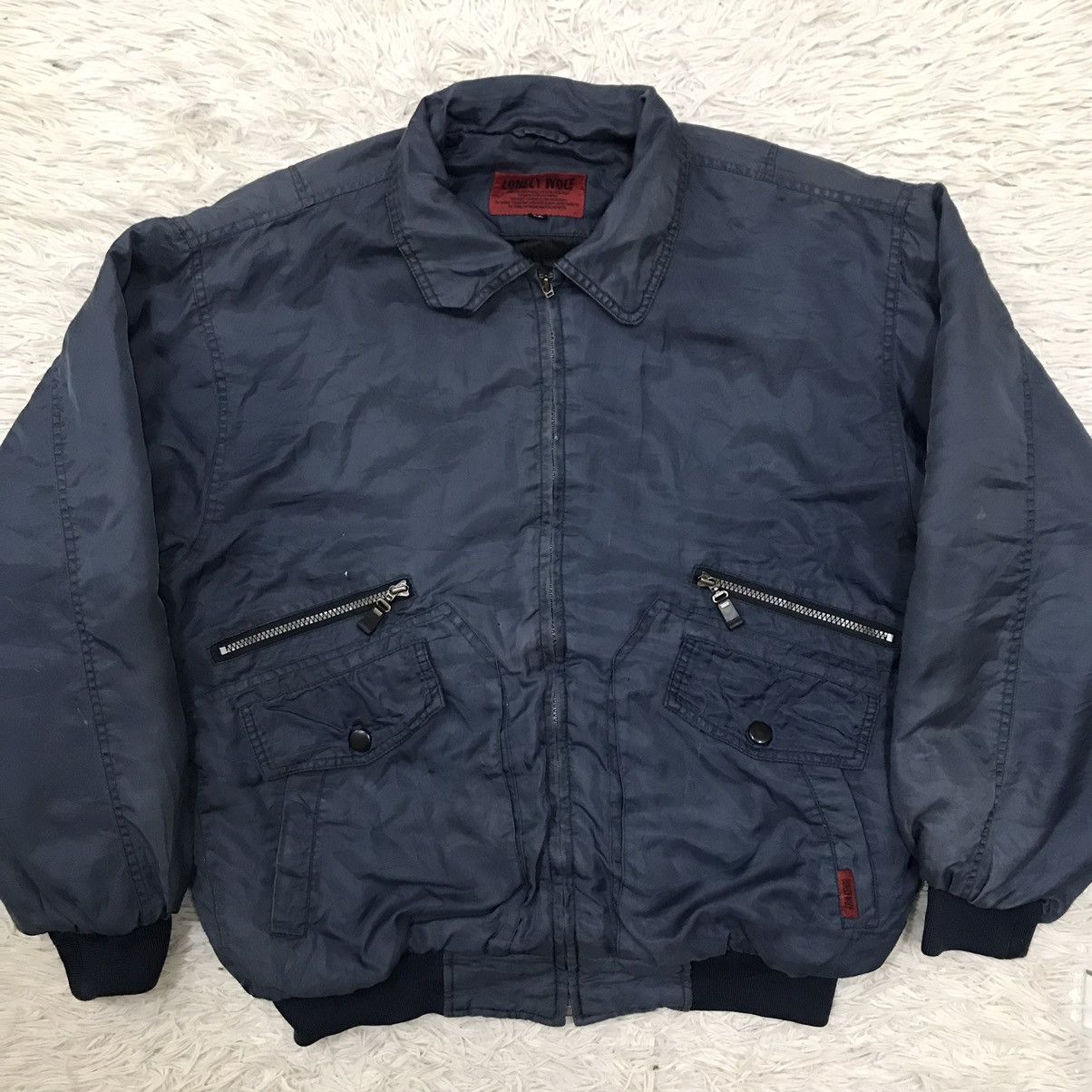 Japanese Brand Vintage Lonely Wolf Double Pocket Zipper Bomber Jacket Size US L / EU 52-54 / 3 - 7 Thumbnail