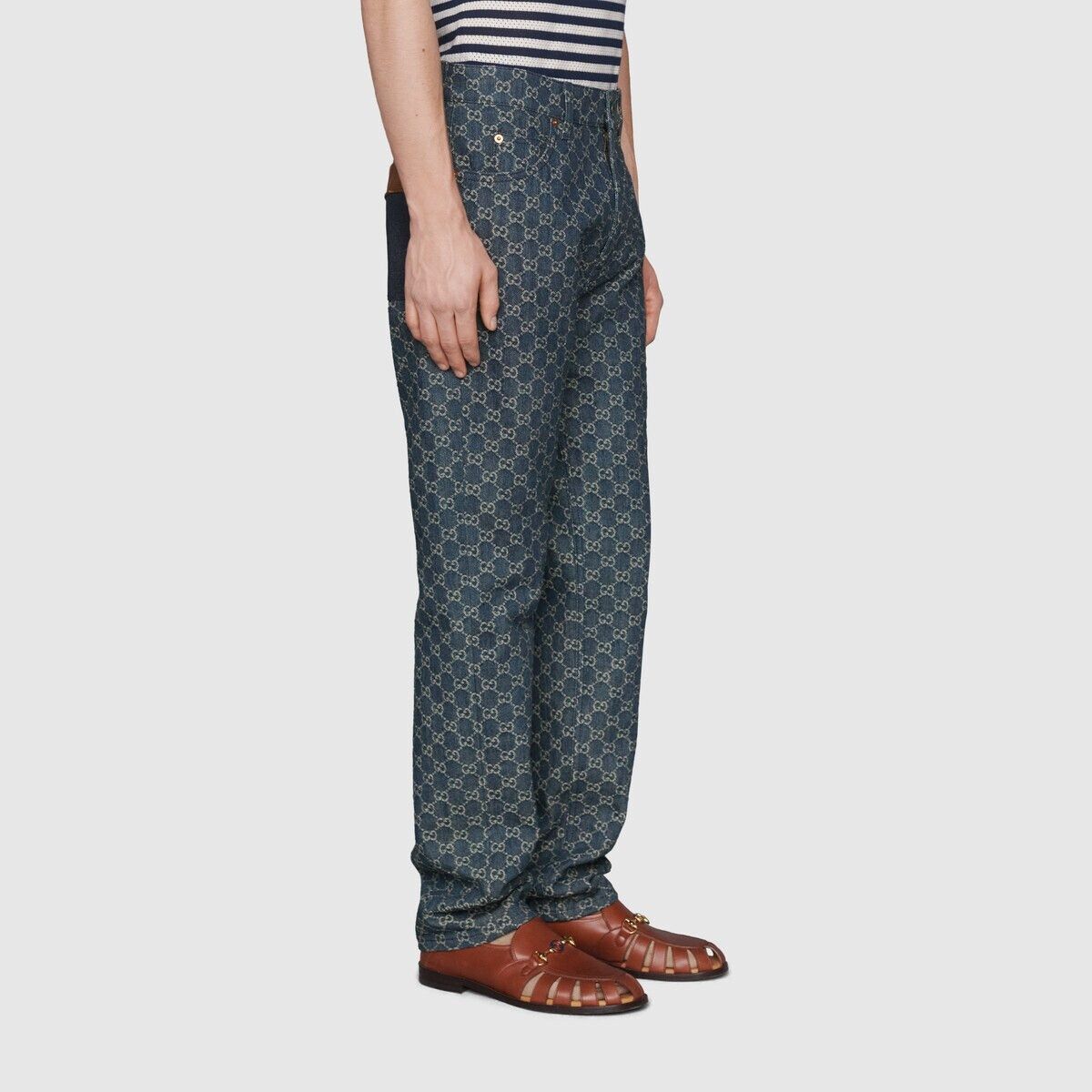 Gucci o1mt1gz0725 Washed GG Denim Pant in Dark Blue Size US 35 - 4 Thumbnail