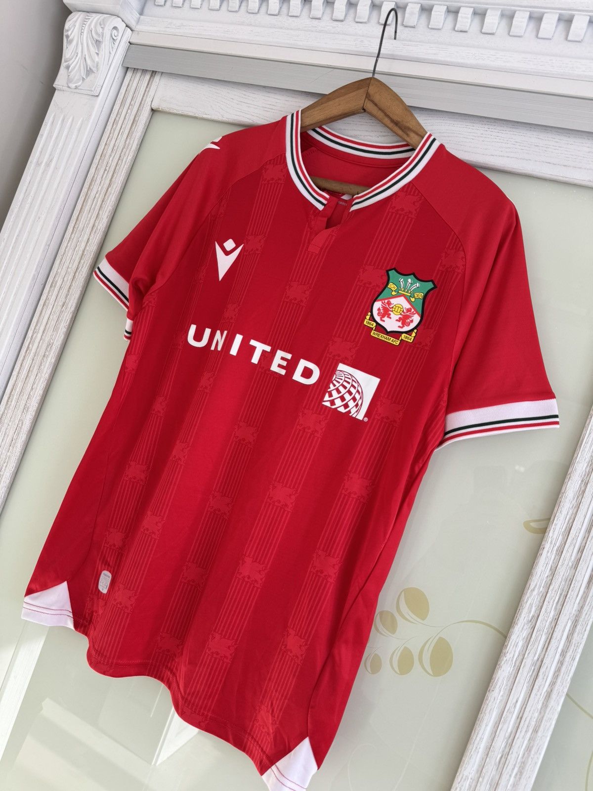Macron Davies #7 Wrexham 2023-2024 Home Soccer Jersey Football Kit Size US L / EU 52-54 / 3 - 4 Thumbnail