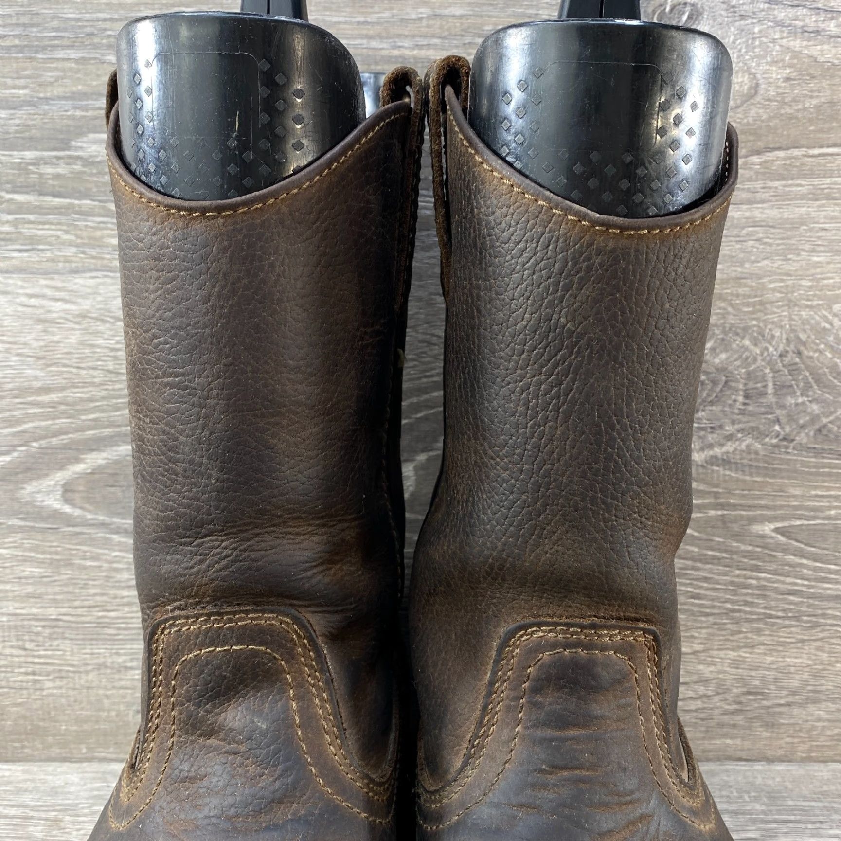 Vintage Trail Guide Dark Brown Leather Workwear Square Toe Cowboy Western Boots 8 M Mens Boot Leather Square Toe Work Boots Brown 80s Cowboy Theme Size US 8 / EU 41 - 5 Thumbnail