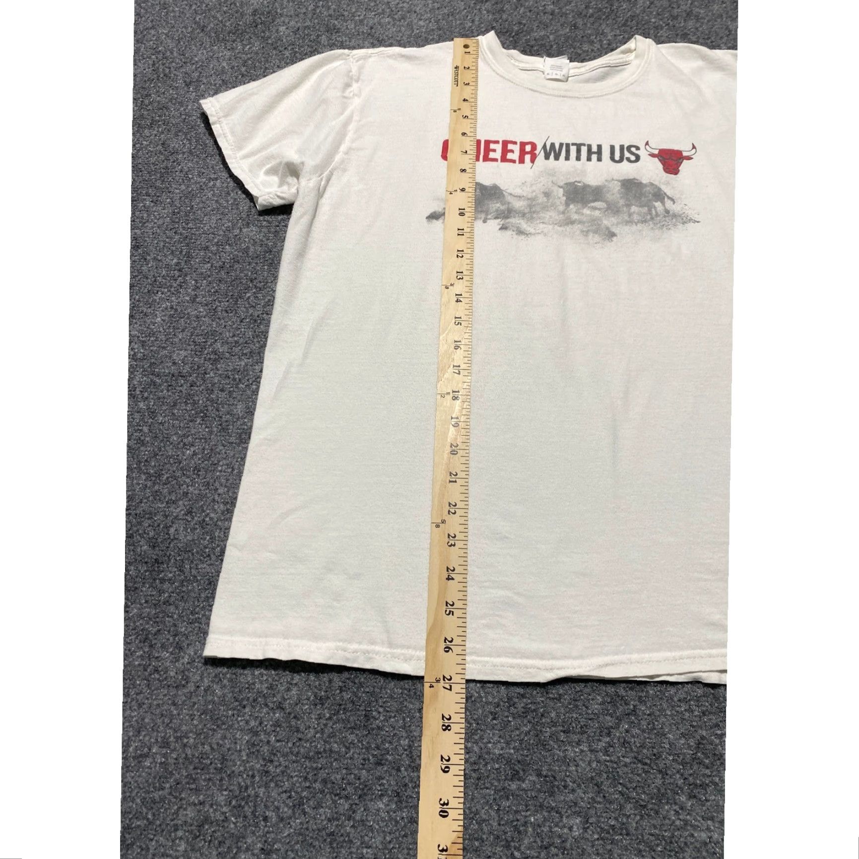 Gildan Chicago Bulls Graphic T-Shirt Mens XL White Gildan Softstyle Short Sleeve Crew Neck Logo Ring Spun All Seasons Vintage Style NBA Sports Fan Gear Size US XL / EU 56 / 4 - 3 Thumbnail