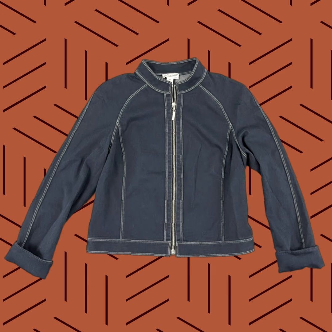 St. John ST. JOHN Sport Jacket Denim Blue Medium Womens Full Zip Bomber Preppy Size M / US 6-8 / IT 42-44 - 1 Thumbnail