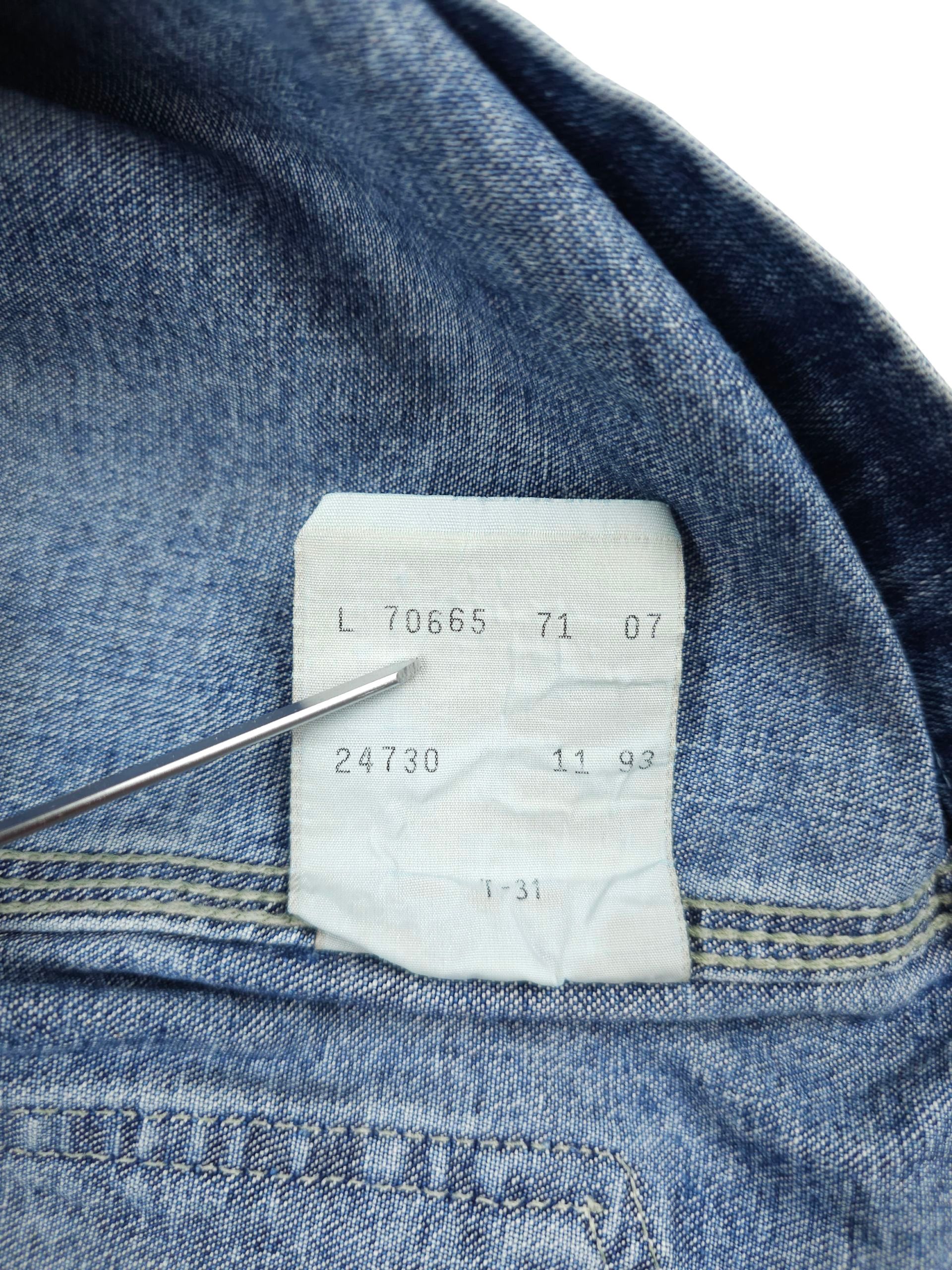 Levi's 💎 Vintage 1993 Levi's Blue Cargo Denim Trucker Jacket Size US L / EU 52-54 / 3 - 9 Thumbnail
