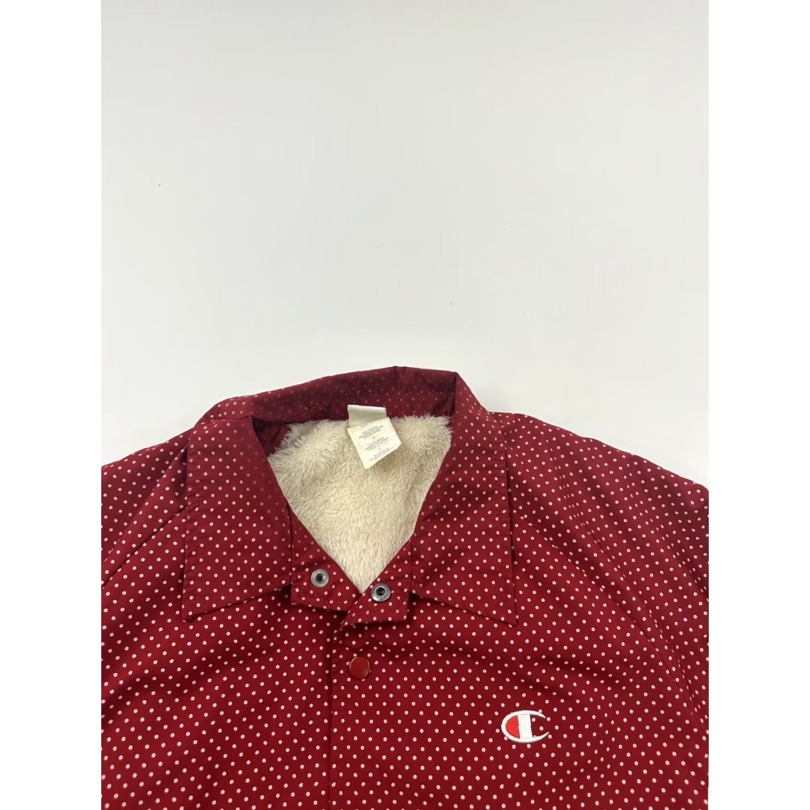 Champion Champion Jacket Mens Large Red Polka Dots Bomber Fleece Sherpa Lined Coat Size US L / EU 52-54 / 3 - 4 Thumbnail