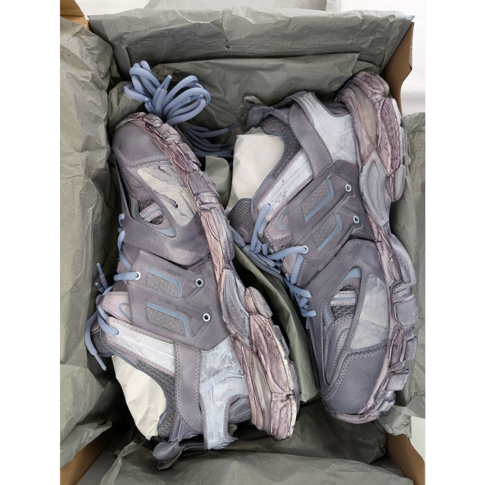 Balenciaga o1rshd1 Faded Mesh Rubber Track Sneakers in Multicolor Size US 12 / EU 45 - 22 Thumbnail