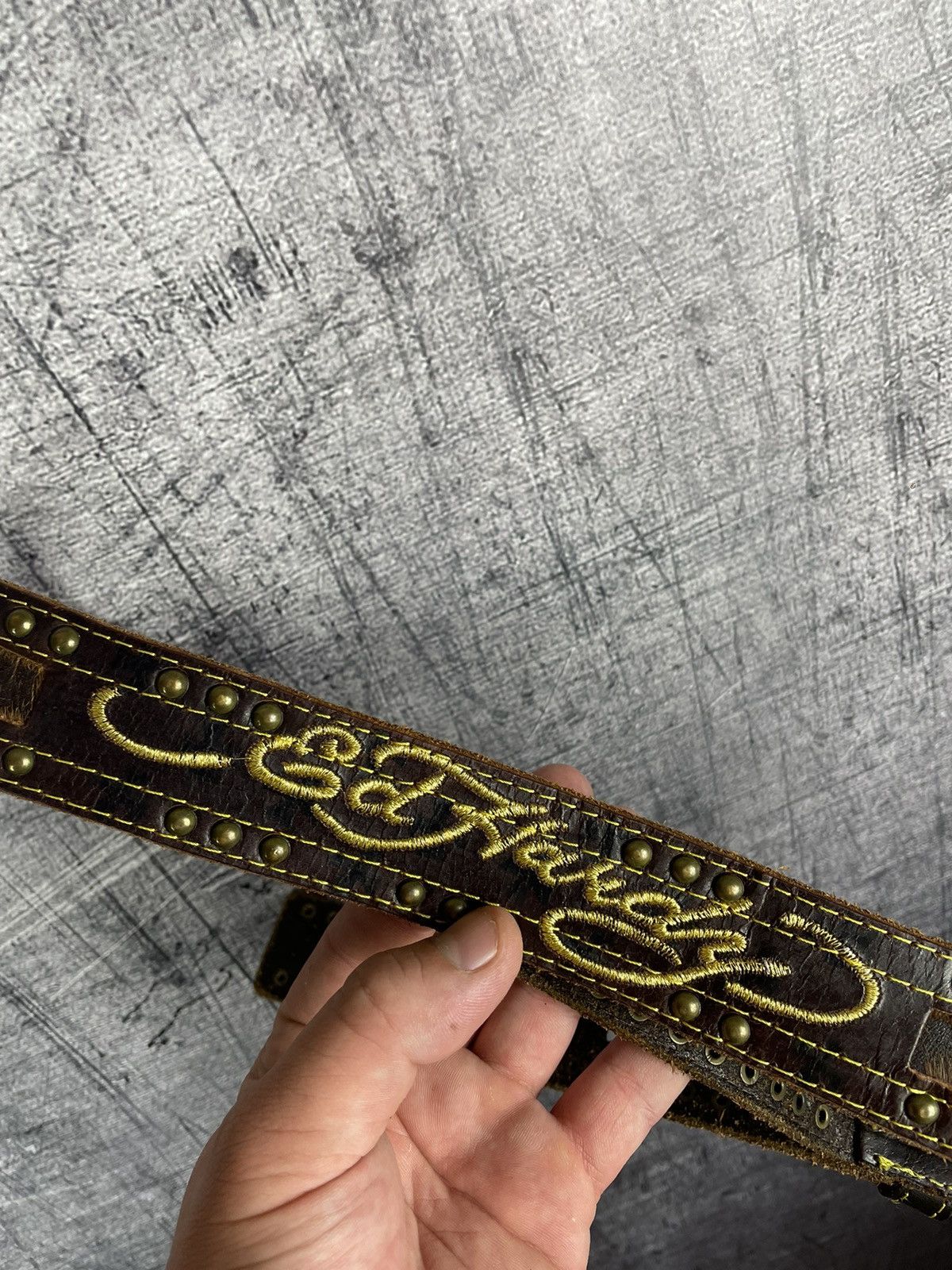 Ed Hardy Ed Hardy Vintage Hand Made Leather Studded Belt Size ONE SIZE - 9 Thumbnail