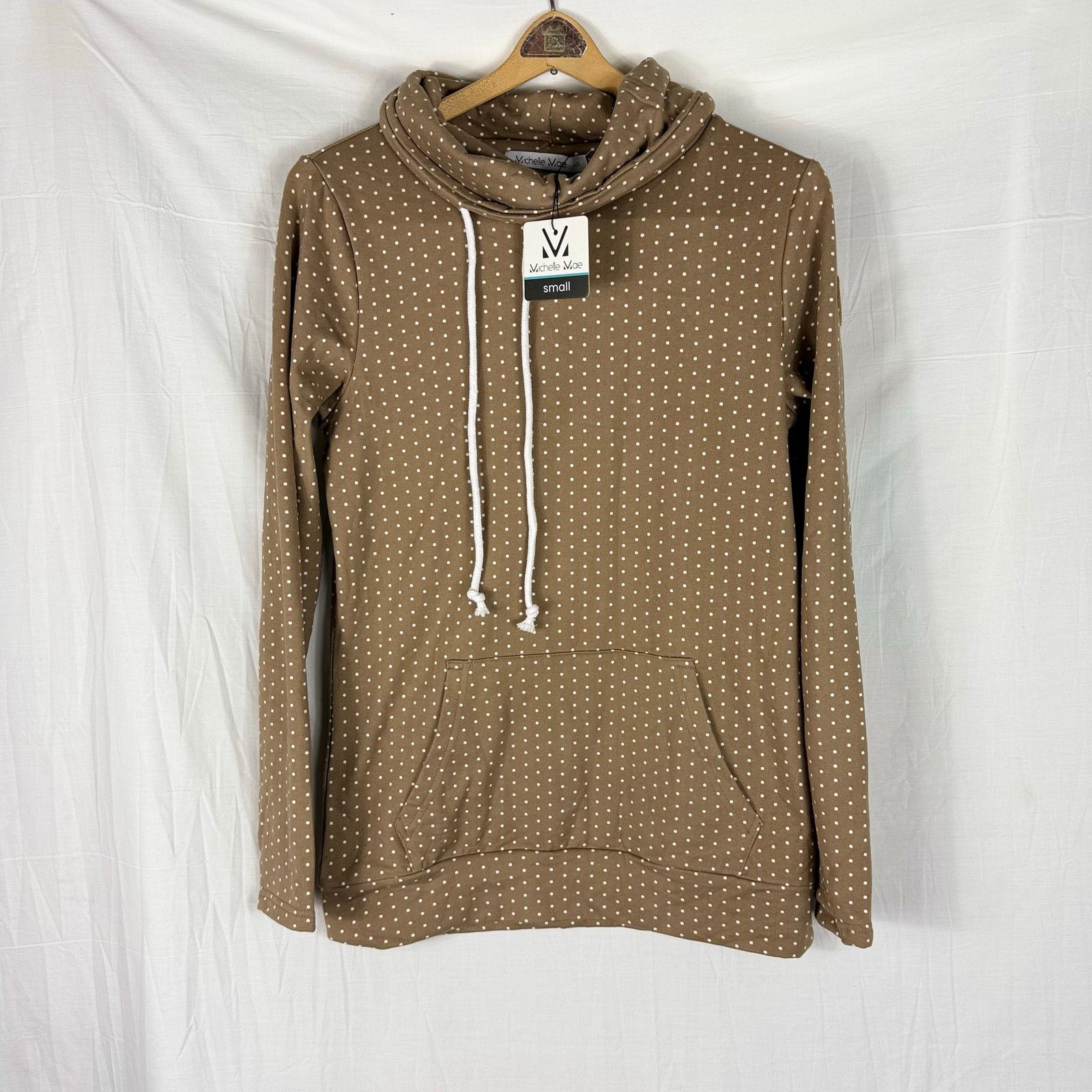 Other NWT Michelle Mae Polka Dot Sweater Brown Sm Cowl Neck Pocket Size S / US 4 / IT 40 - 1 Thumbnail
