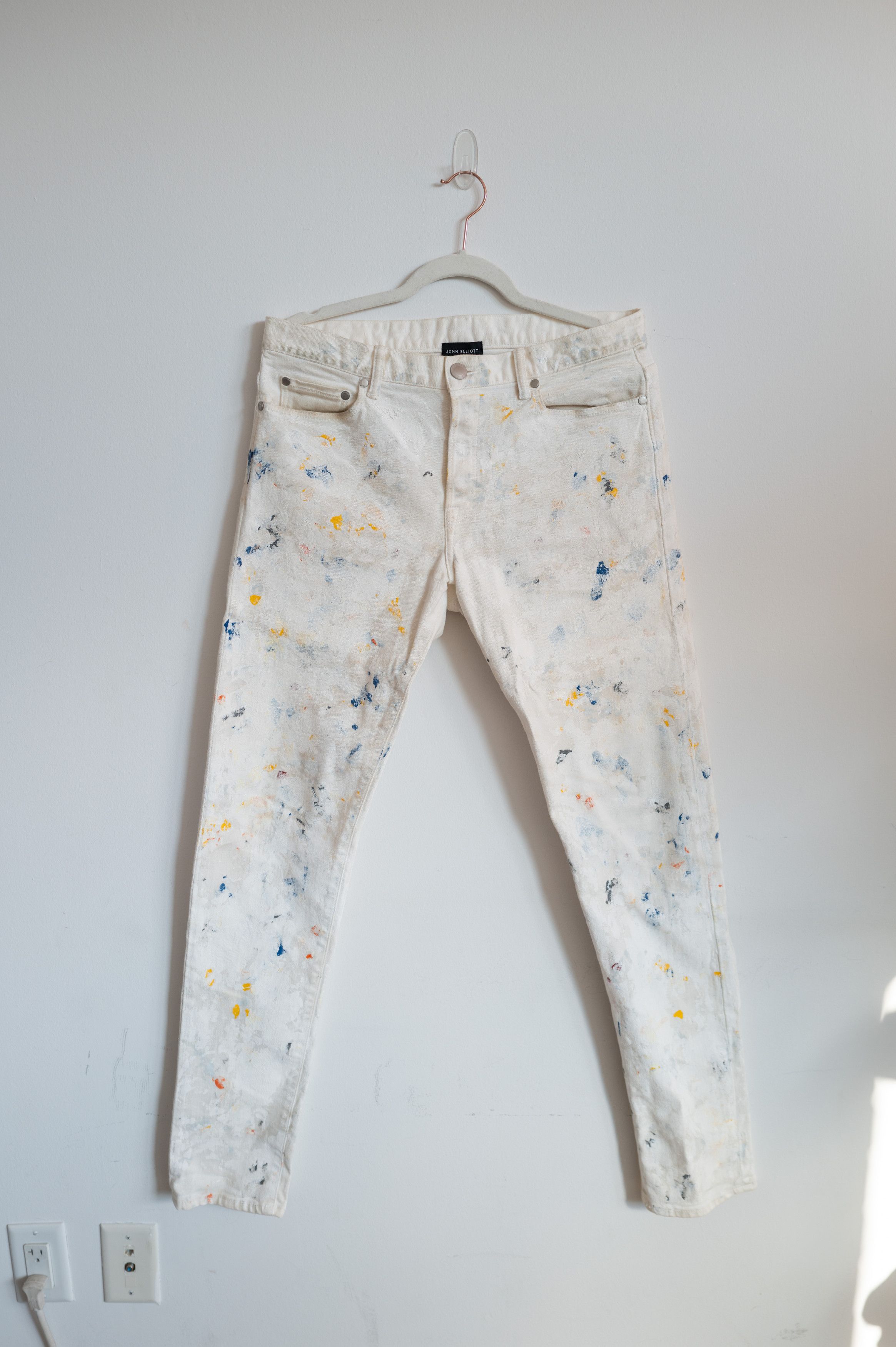 John Elliott John Elliott Paint Splatter Cotton Button Fly Jeans Size US 31 - 1 Thumbnail