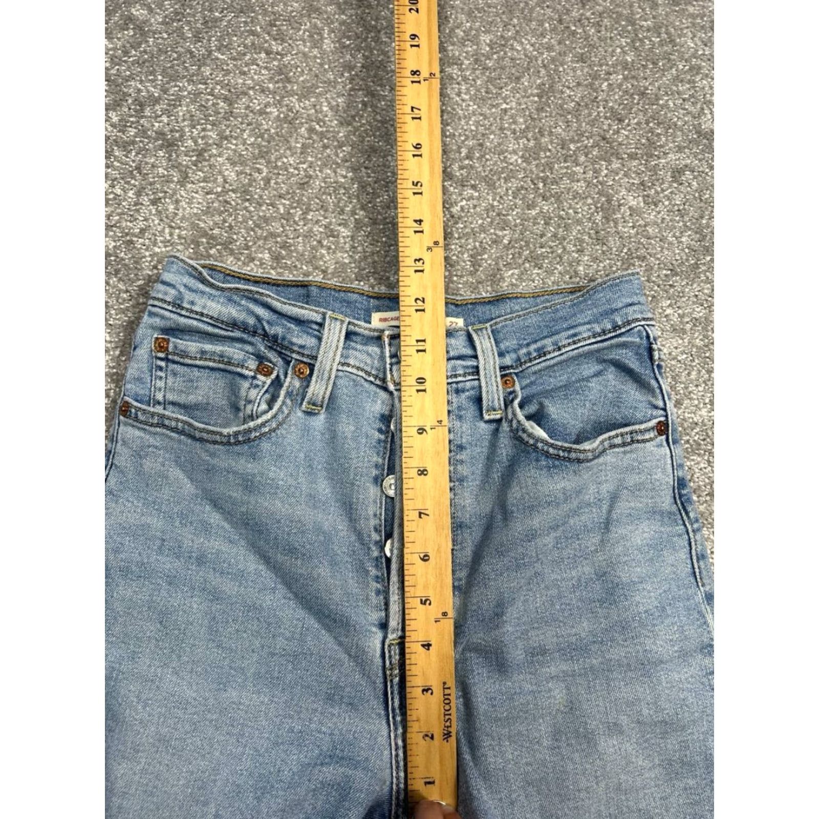 Levi's Levi's Ribcage Jeans Womens Straight High Rise 27 Blue Cotton Denim 5-Pocket Regular Button Closure Vintage No Size 27" / US 4 / IT 40 - 4 Thumbnail