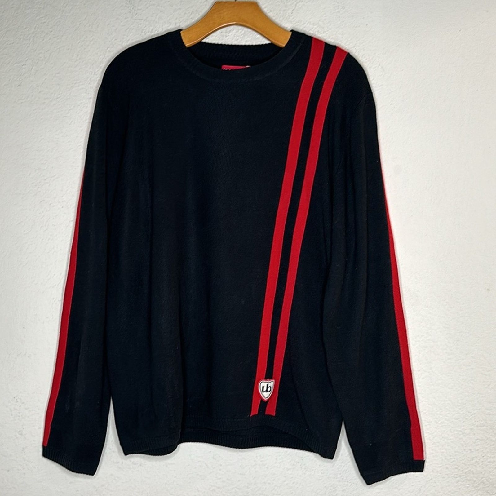 UNIONBAY × Vintage VTG 1990s Union Bay Striped Sweater Black Red Size Large Size US L / EU 52-54 / 3 - 15 Thumbnail