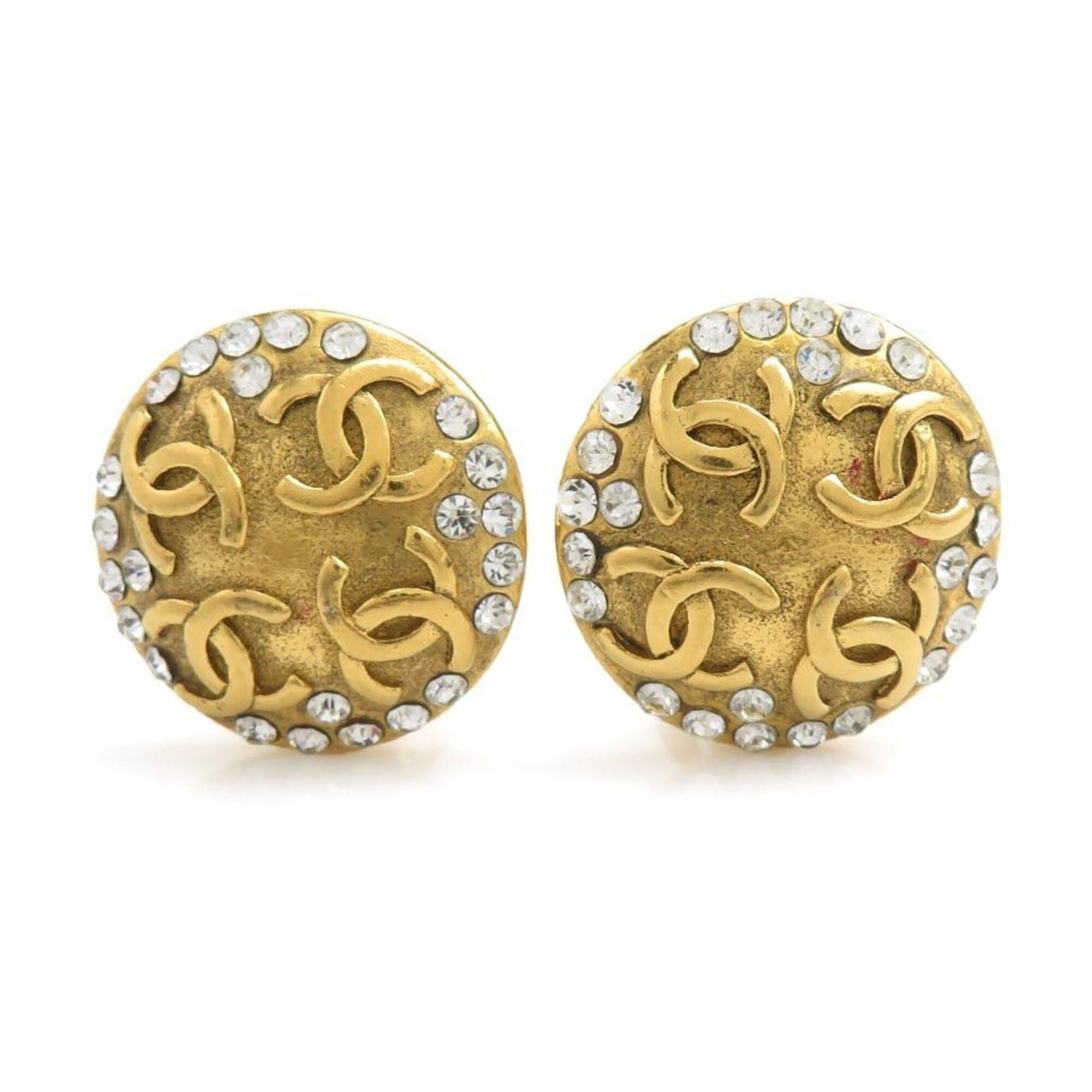Chanel Chanel earrings, Coco Mark design, metal, rhinestones, gold and silver, for women, e61912a Size ONE SIZE - 1 Thumbnail