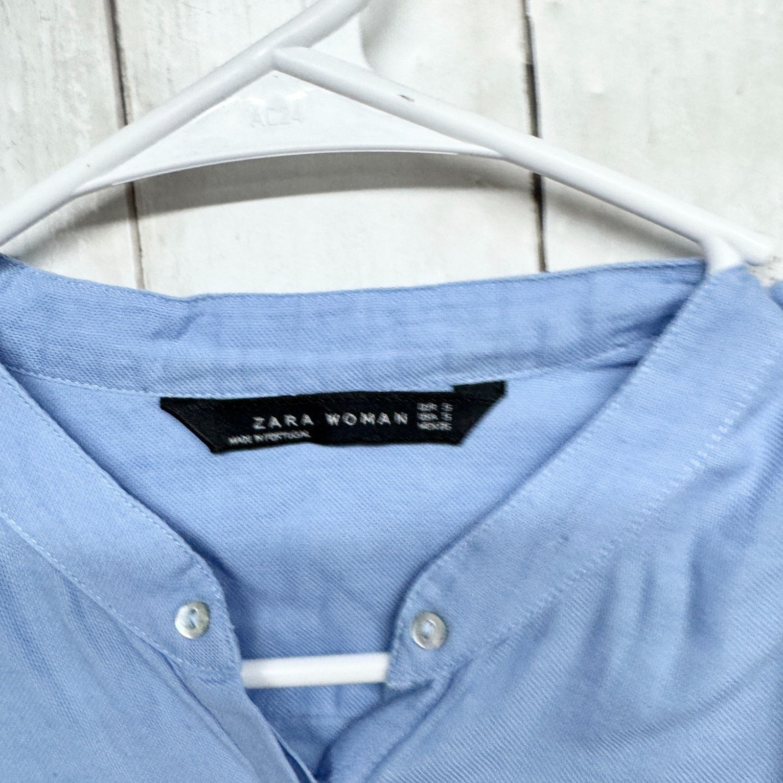 Zara Zara Shirt Small Light Blue Long Sleeve Button Down Blouse Size S / US 4 / IT 40 - 3 Thumbnail