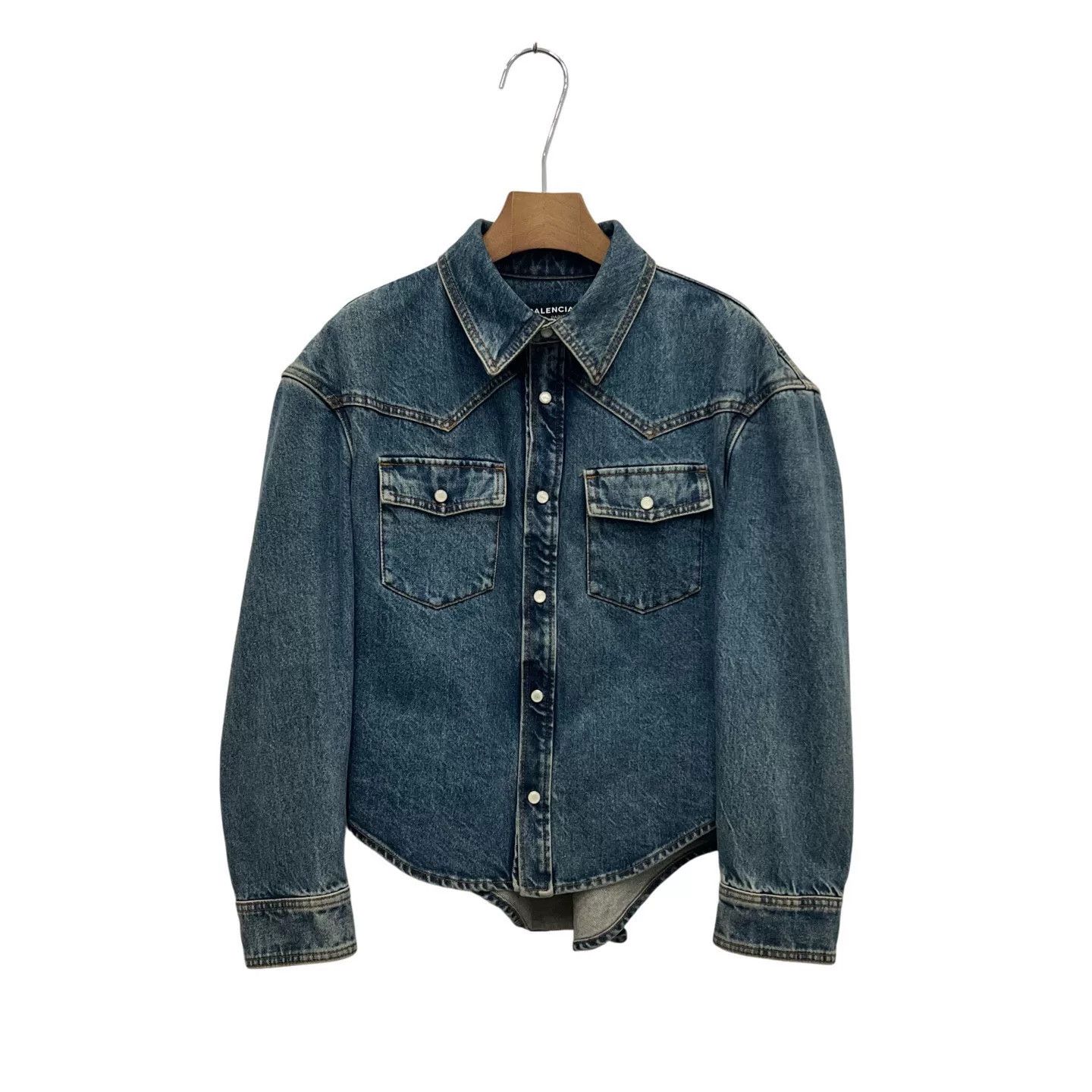 Balenciaga Balenciaga Oversized Wide-Shoulder Denim Jacket Size S / US 4 / IT 40 - 1 Thumbnail