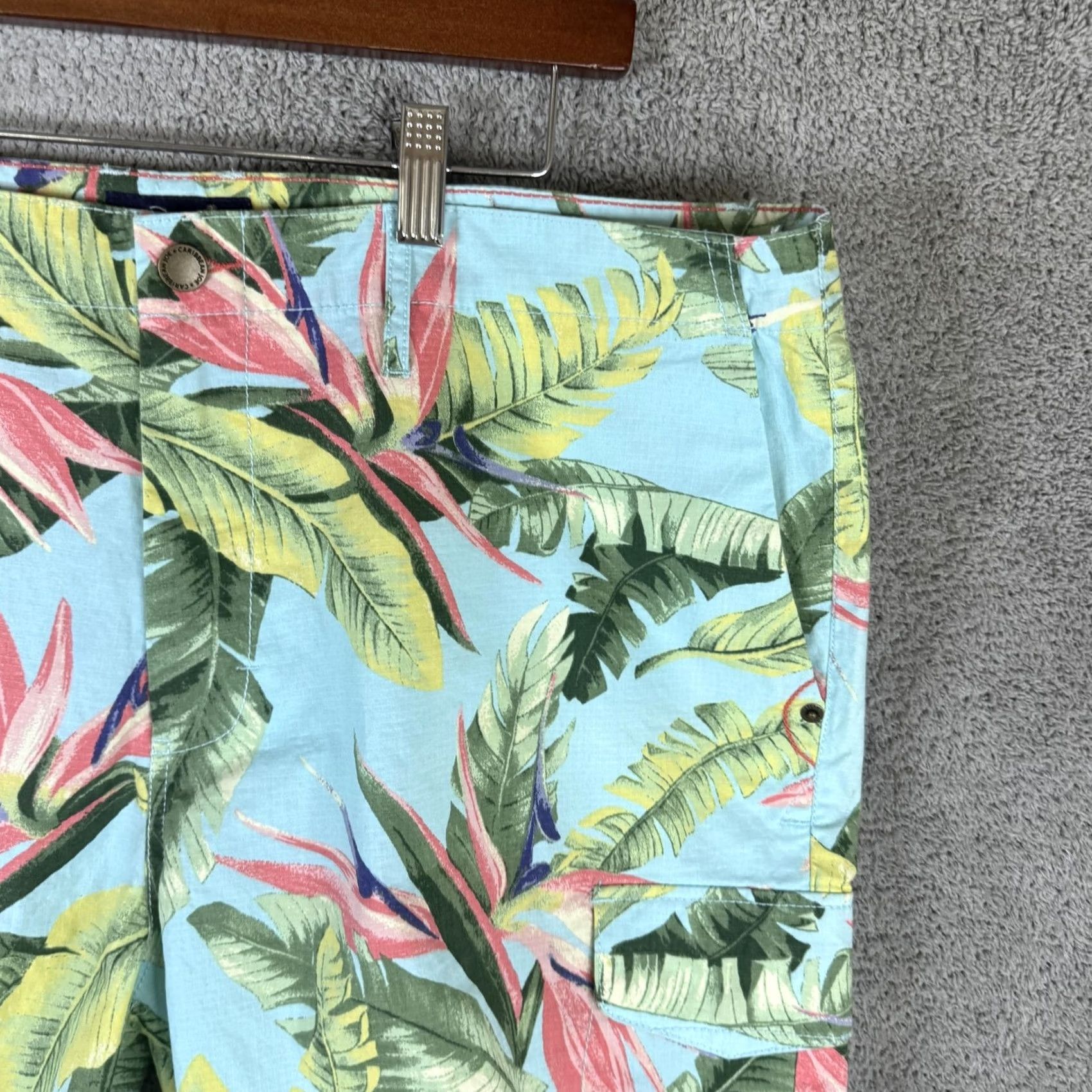 Vintage Caribbean Joe Cargo Shorts Mens 38 Tropical Floral Stretch Pockets Beach Summer Size US 38 / EU 54 - 3 Thumbnail