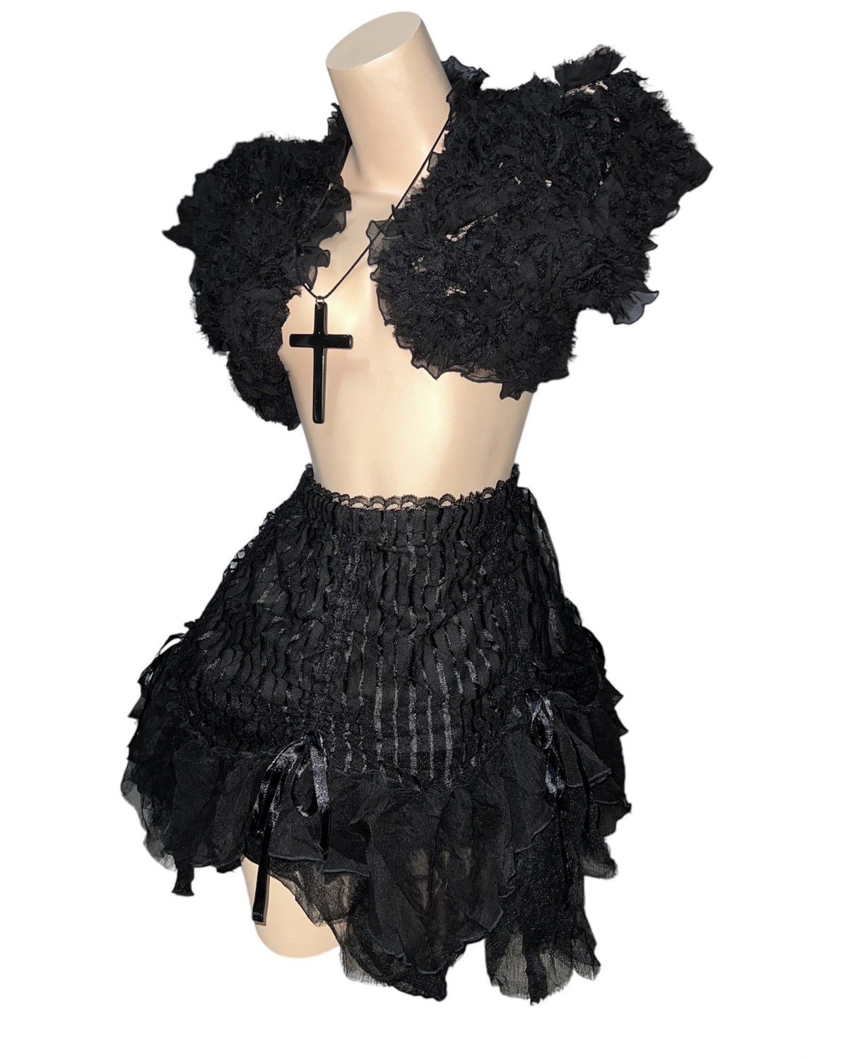 Japanese Brand Algonquins goth queen lace bustle layer skirt 👾☠️ Size 27" / US 4 / IT 40 - 7 Thumbnail