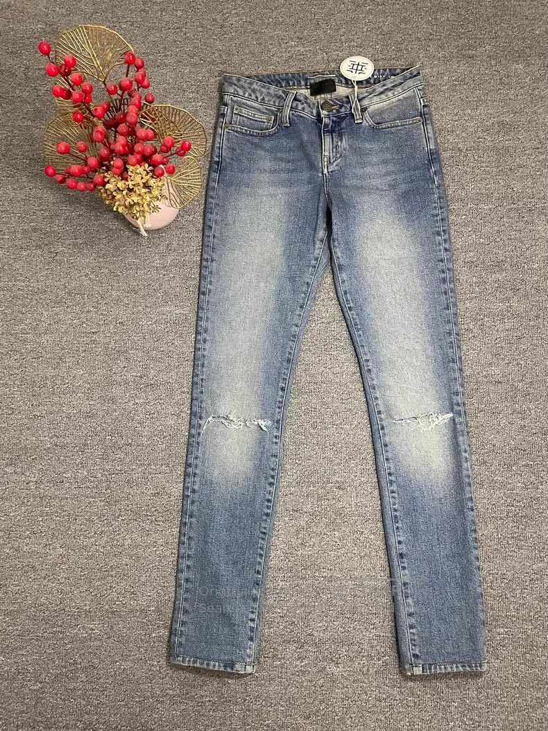 Saint Laurent Paris Saint Laurent Paris Washed Knee Cut Distressed Denim Jeans Size US 28 / EU 44 - 1 Thumbnail