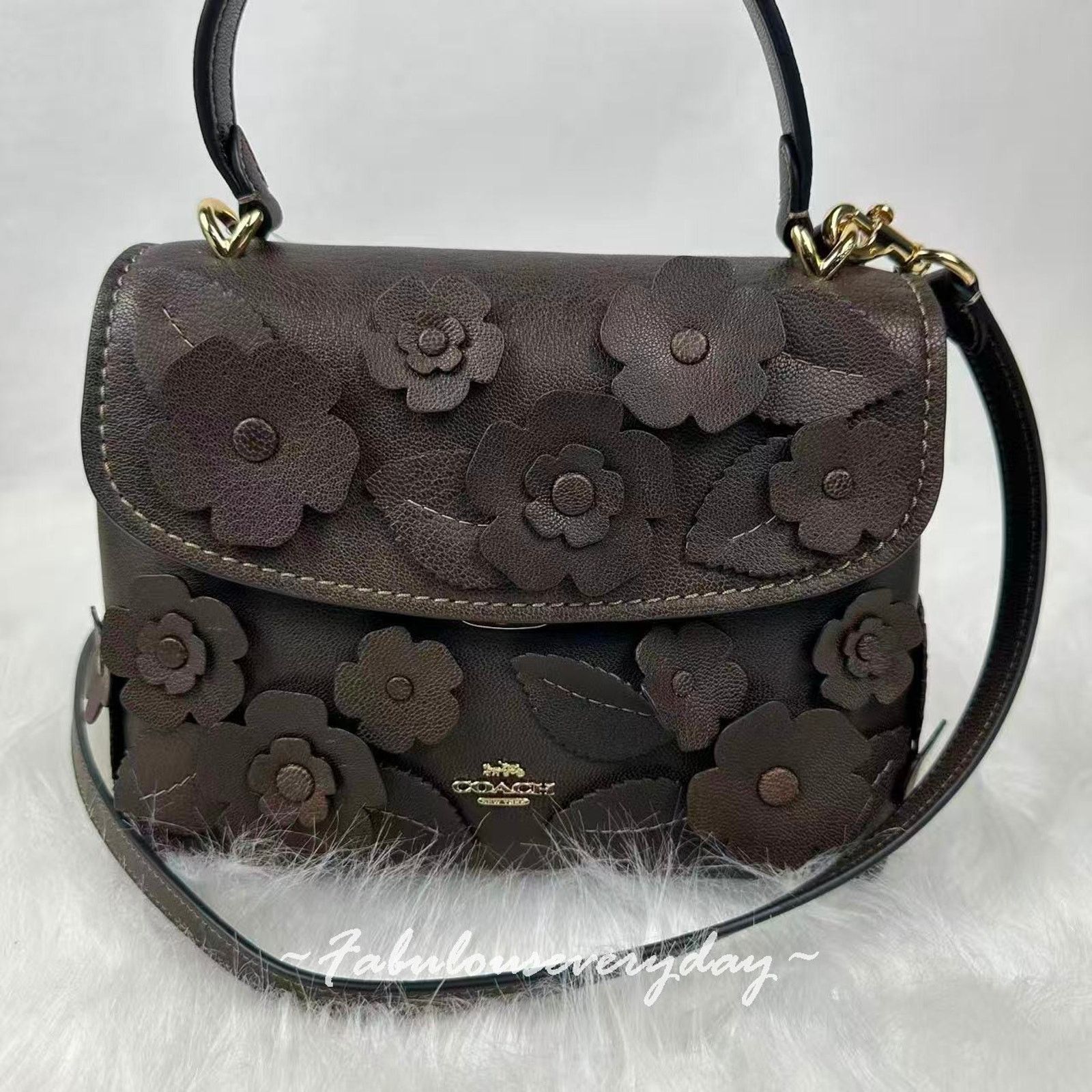 Coach Coach Emory Top Handle Floral Applique In leather/Gold/Maple Size ONE SIZE - 2 Thumbnail