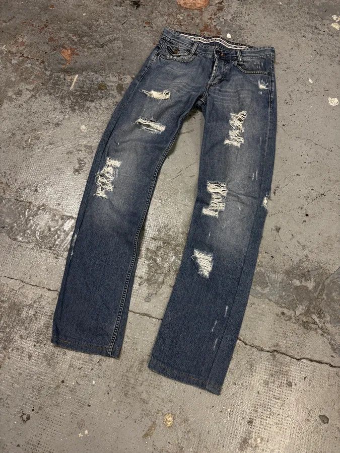 Dolce & Gabbana 2000s Dolce & Gabbana Distressed Blue Slim Denim Jeans Size US 30 / EU 46 - 4 Thumbnail