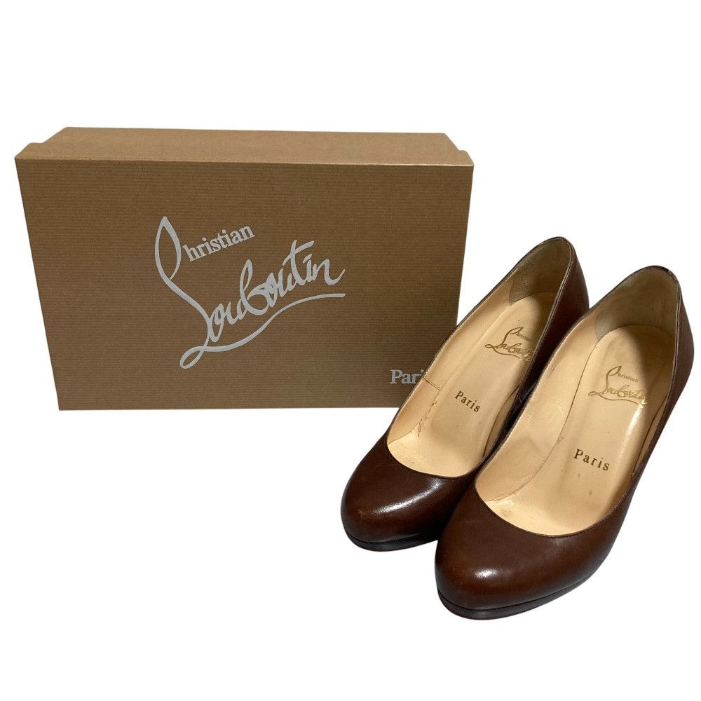 Christian Louboutin Christian Louboutin Christian Louboutin Leather Chunky Heel Pumps Leather Shoes DUTY FREE for USA Size ONE SIZE - 1 Thumbnail