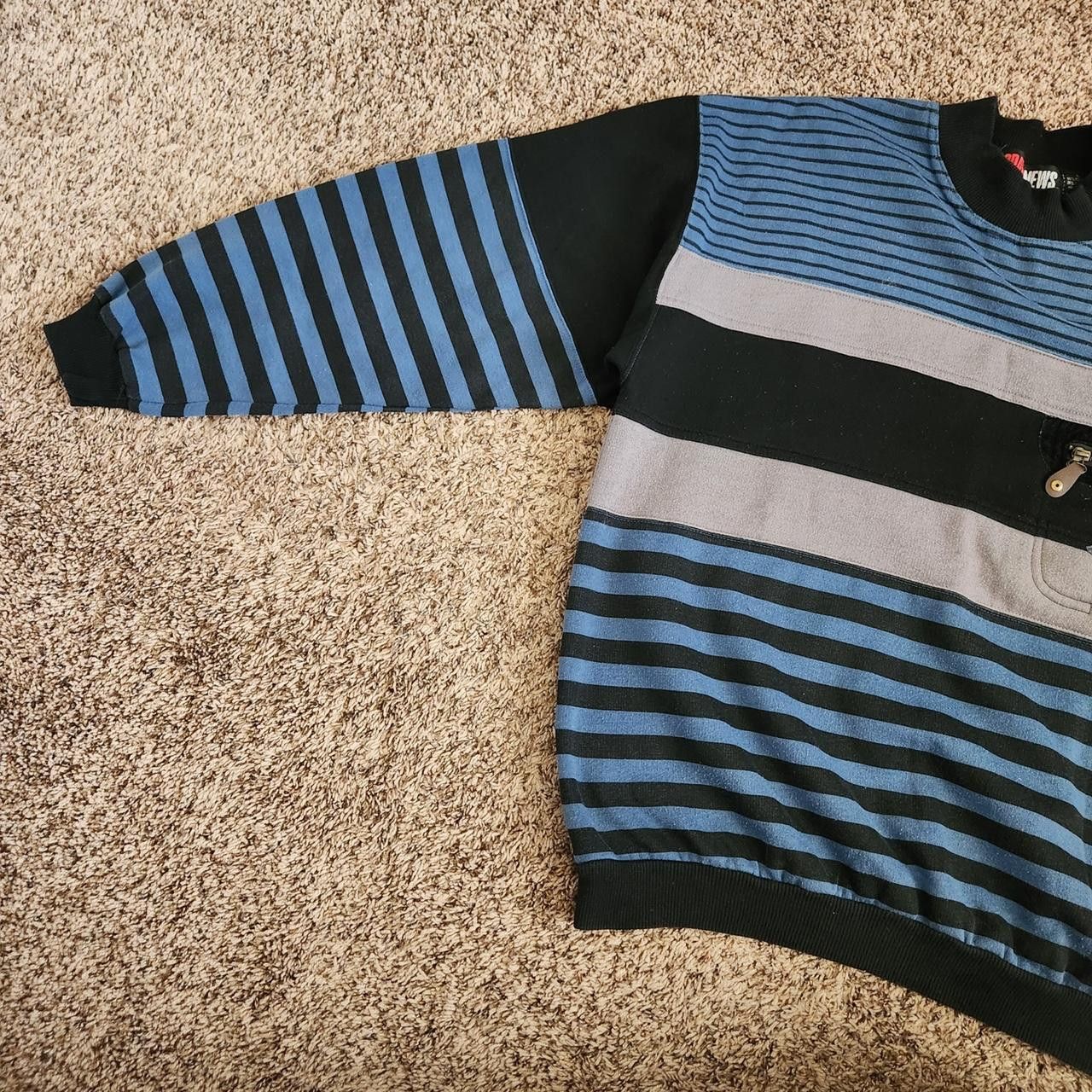 Vintage Striped Pullover Sweatshirt Grandpa Sweater Todaynews Size US L / EU 52-54 / 3 - 4 Thumbnail