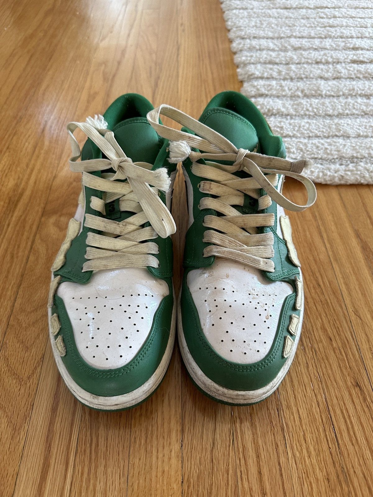 Jordan Brand × Nike Green and White Nike Jordan Custom Bone Shoes Size US 11 / EU 44 - 2 Thumbnail