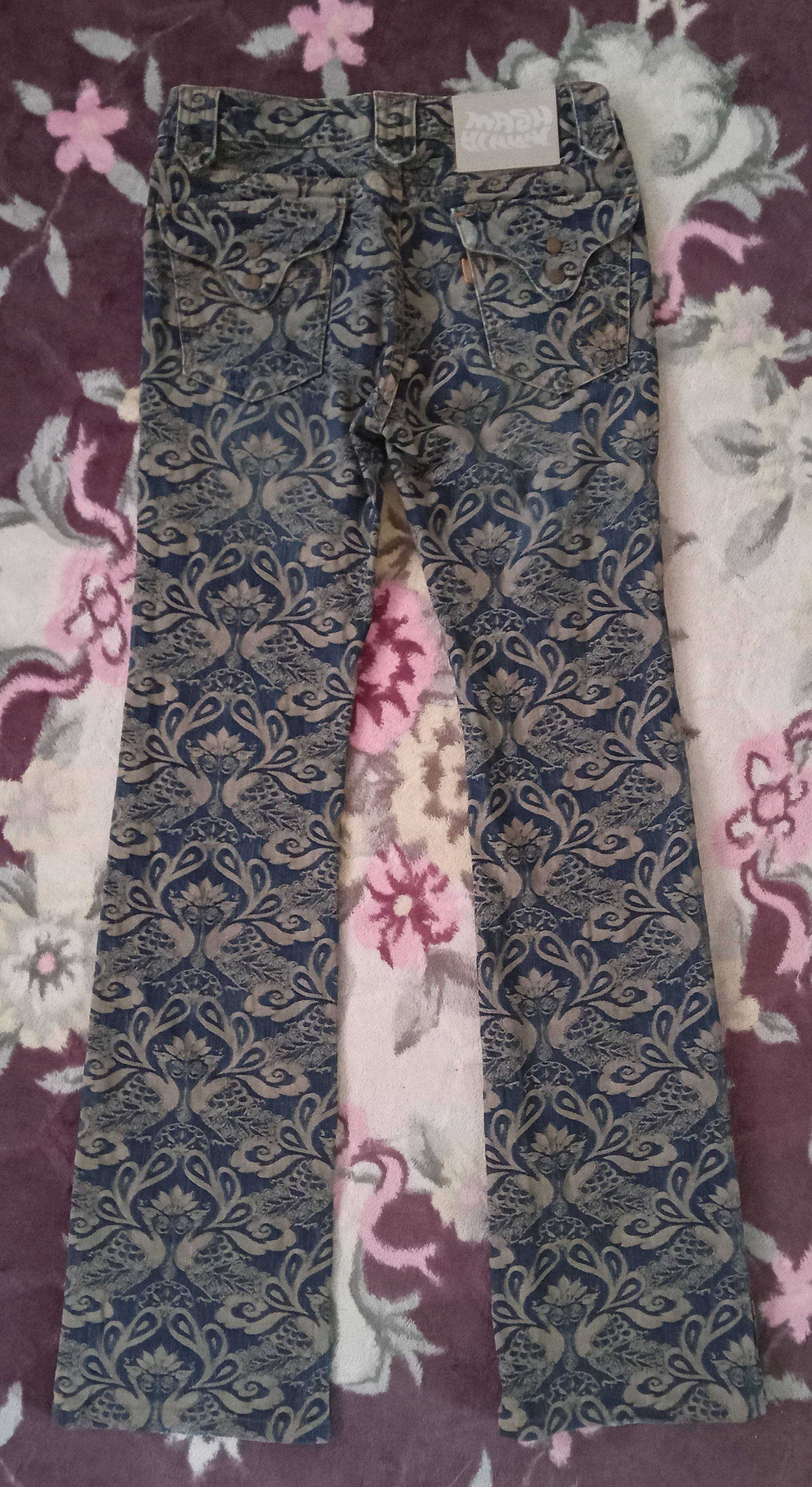 Japanese Brand Mash Mania Rare Peacock Design Flare Jeans Size 28" / US 6 / IT 42 - 2 Thumbnail