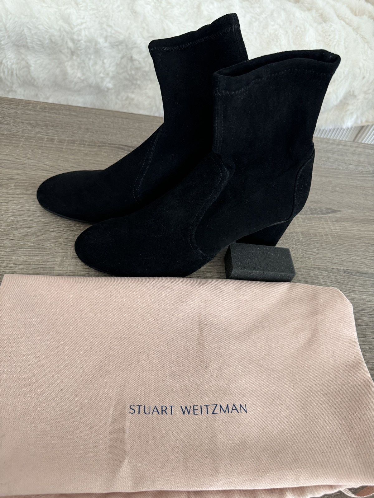 Stuart Weitzman YULIANA 60 BLACK SUEDE STRECH BOOTS Size US 8 / IT 38 - 3 Thumbnail