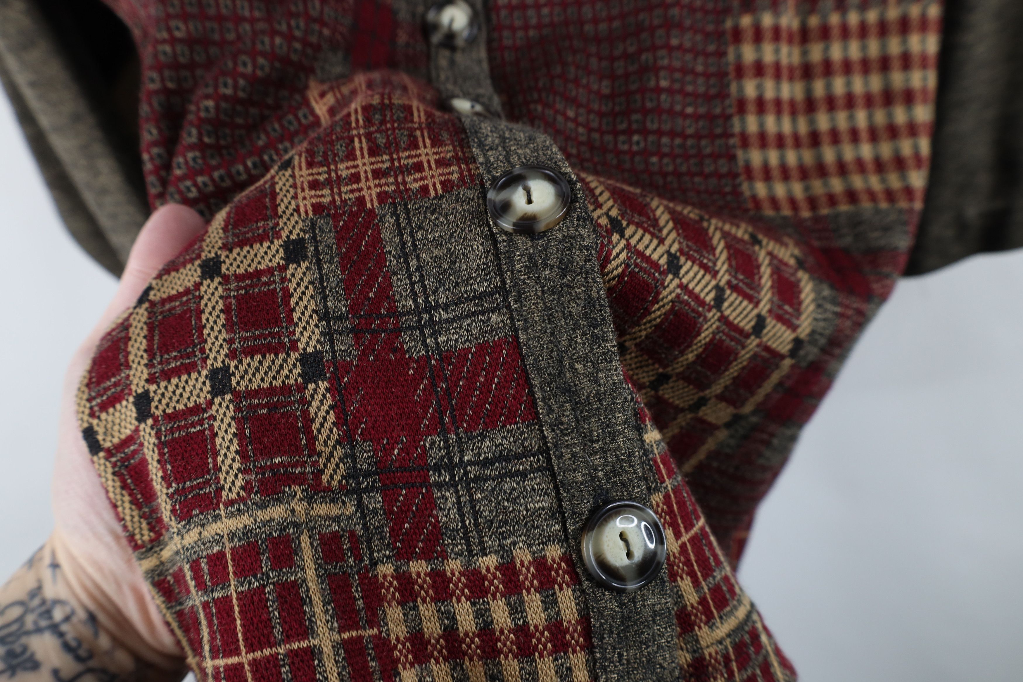 Vintage Vintage 90s Streetwear Patchwork Knit Cardigan Sweater Size XL / US 12-14 / IT 48-50 - 6 Thumbnail