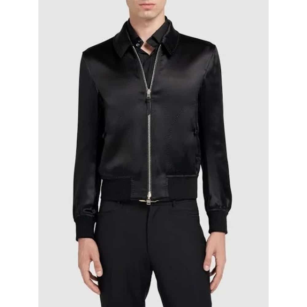 Tom Ford o1loc1c1225 OBS053 Silk Blouson Jacket in Black Size US M / EU 48-50 / 2 - 2 Thumbnail