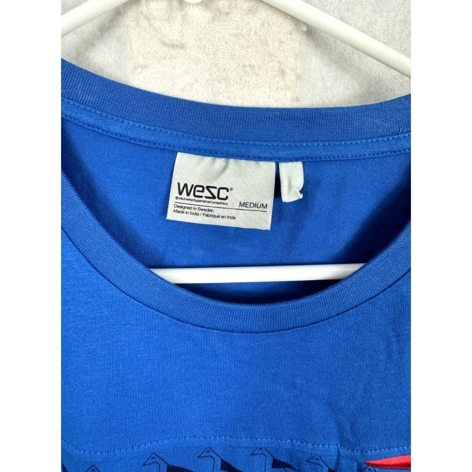 WeSC WESC Shirt Mens Medium Blue Aztec pattern T-shirt Crew Short sleeve Dartenjang Size US M / EU 48-50 / 2 - 2 Thumbnail